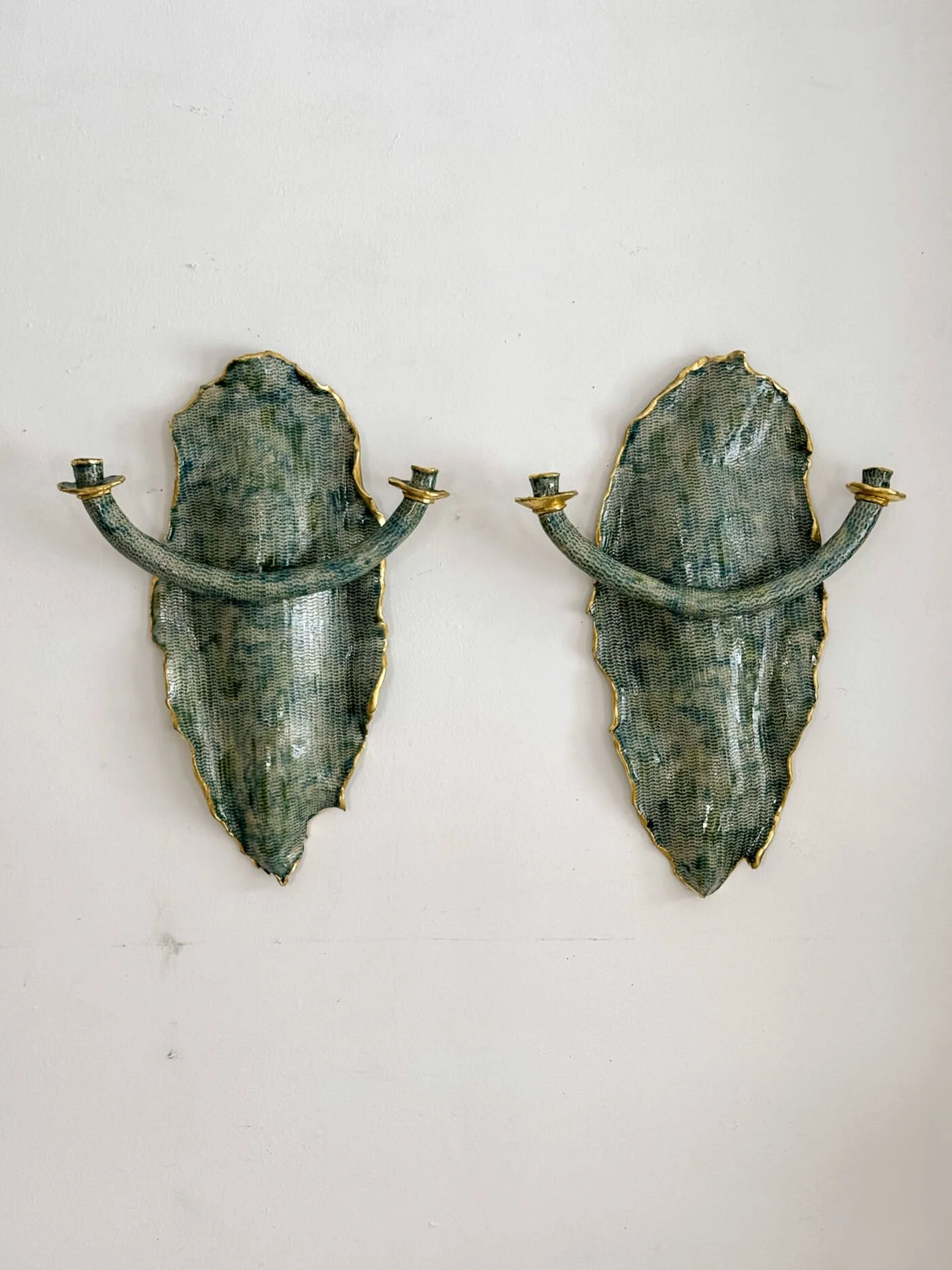 Pair of Glazed Ceramic Wall Lights