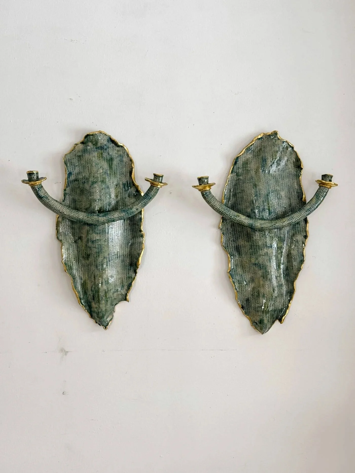 Pair of Glazed Ceramic Wall Lights