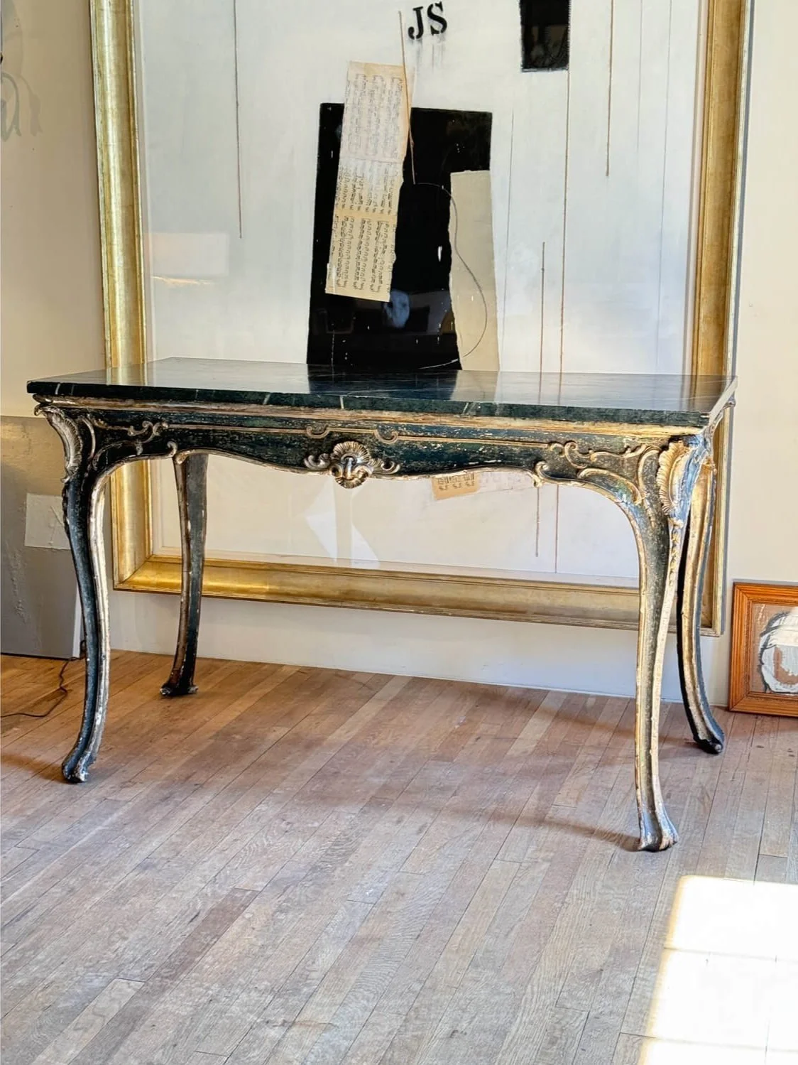 Rococo Polychrome and Silver Gilt Side Table