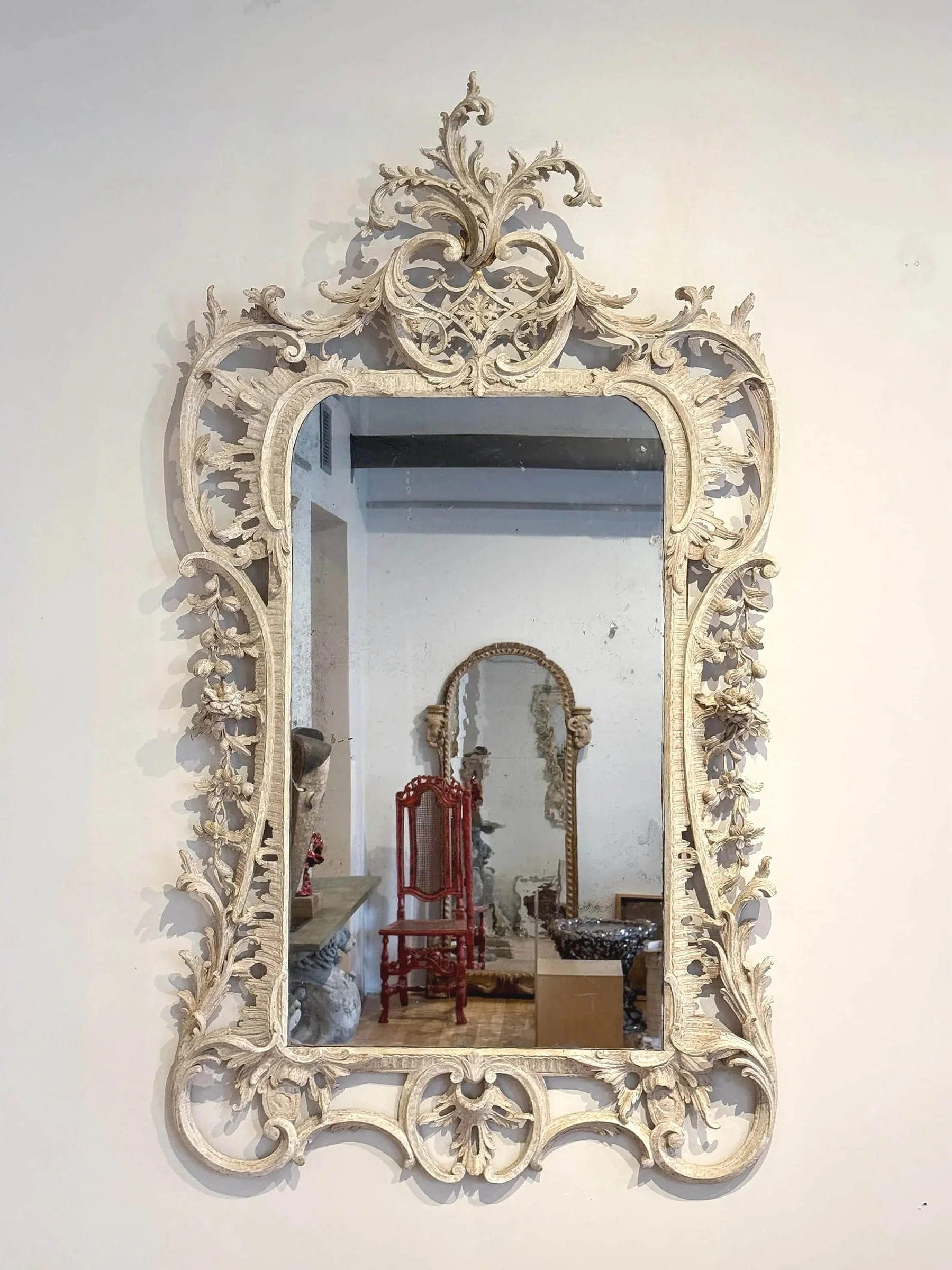 Chippendale Painted and Gessoed Mirror
