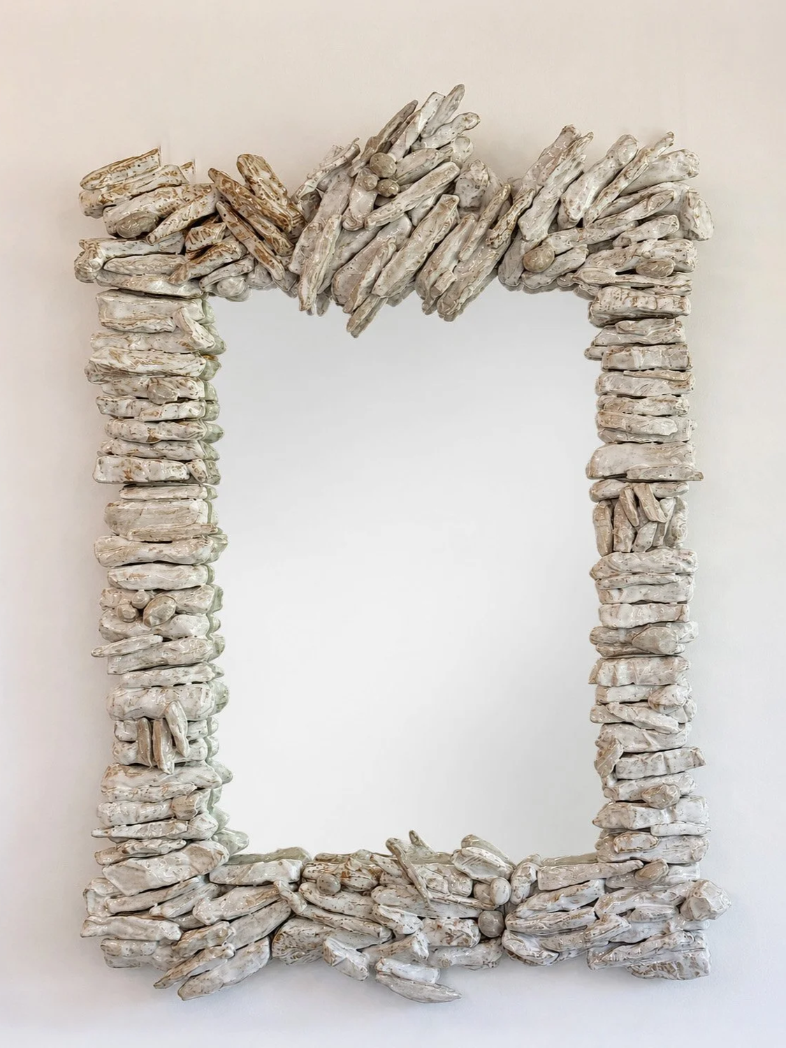 Shino Glazed Ceramic Mirror by Eve Kaplan