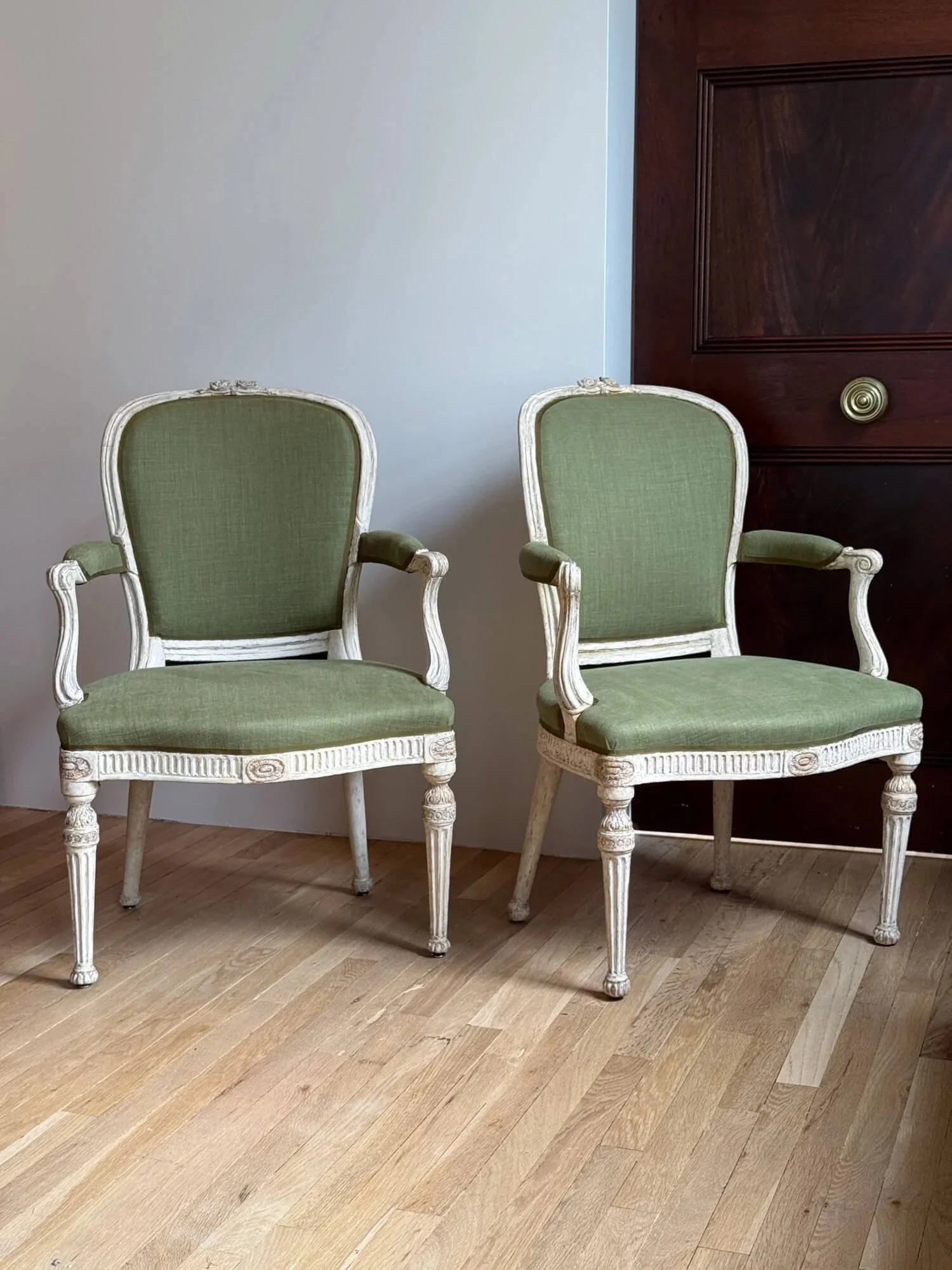 Pair of Adam Gessoed Armchairs