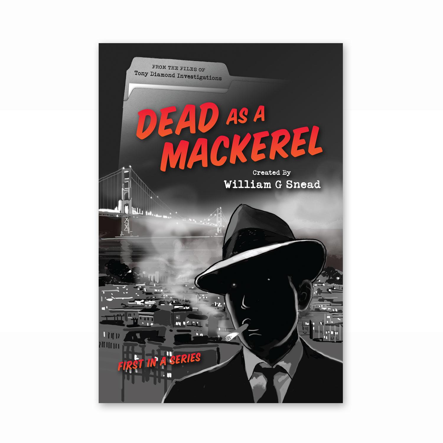 Film noir book cover: digital illustration created in Photoshop