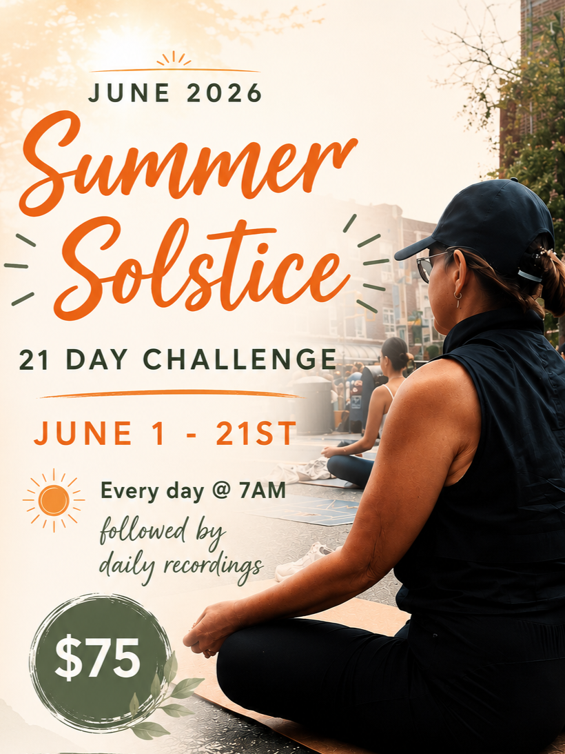 A Dimos Signature Event  - June 21-Day Summer Solstice Yoga Challenge  June 1–21 | 7:00–7:30 AM Daily | $75