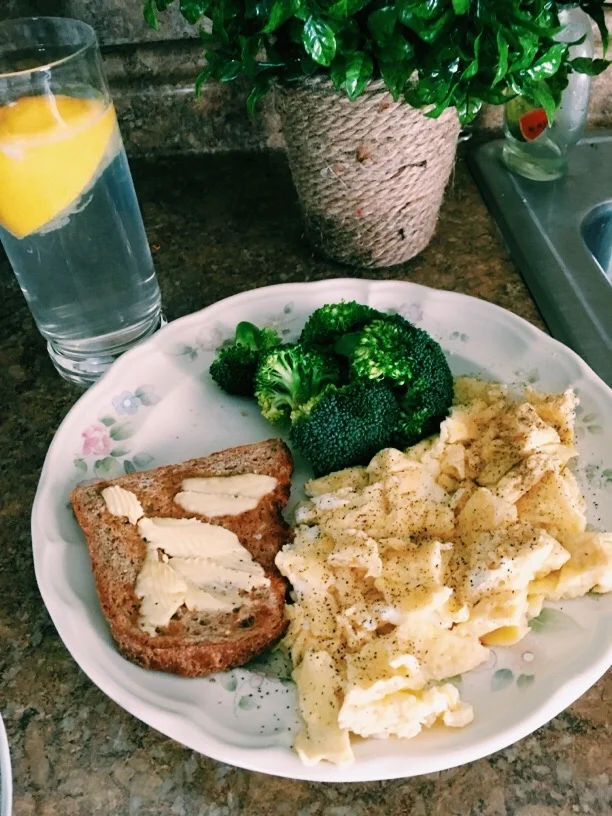 This is my actual breakfast 4 days per week! Packed with protein and carbs!