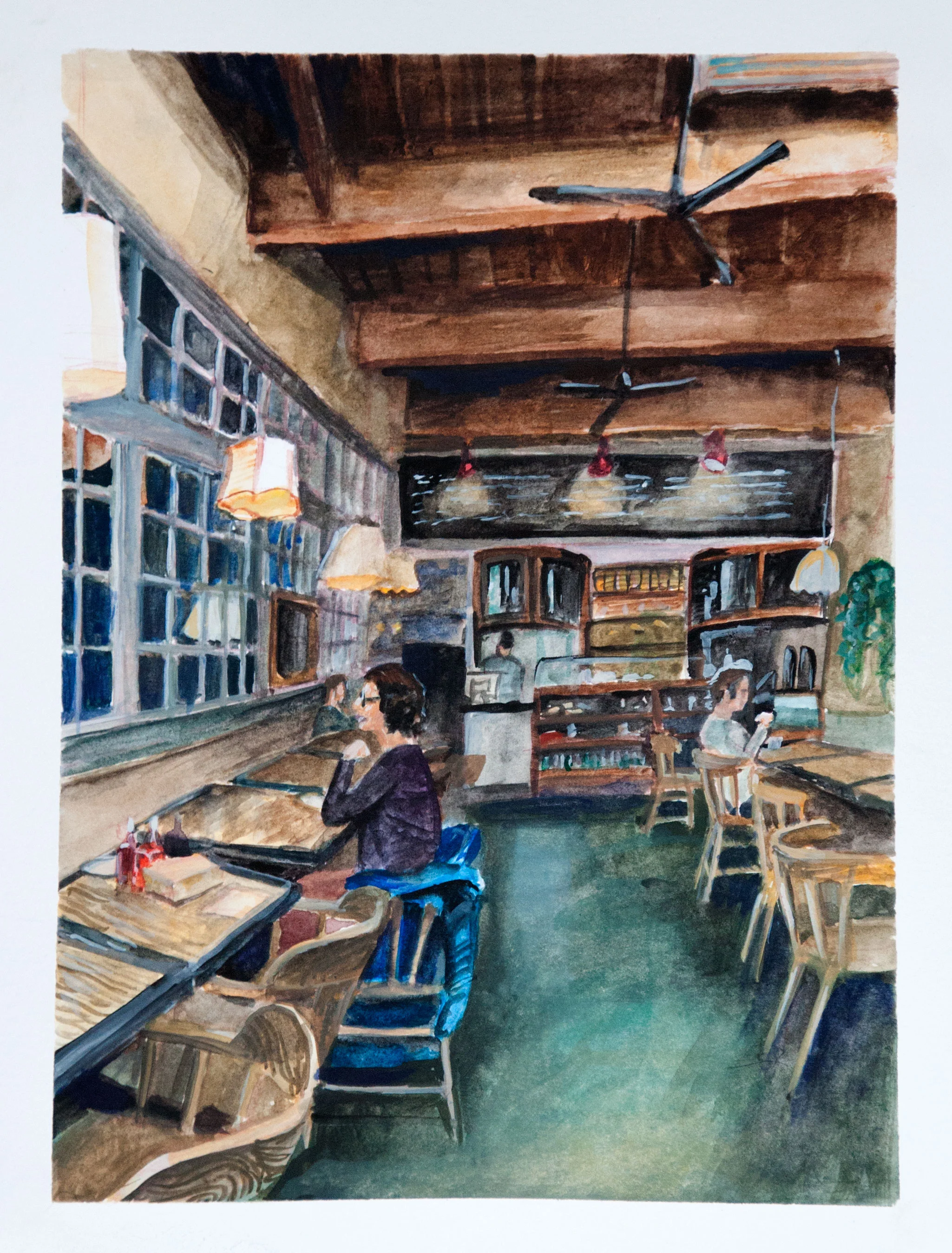 The Wandering Goose Cafe Watercolor on Arches Watercolor Block May 2016