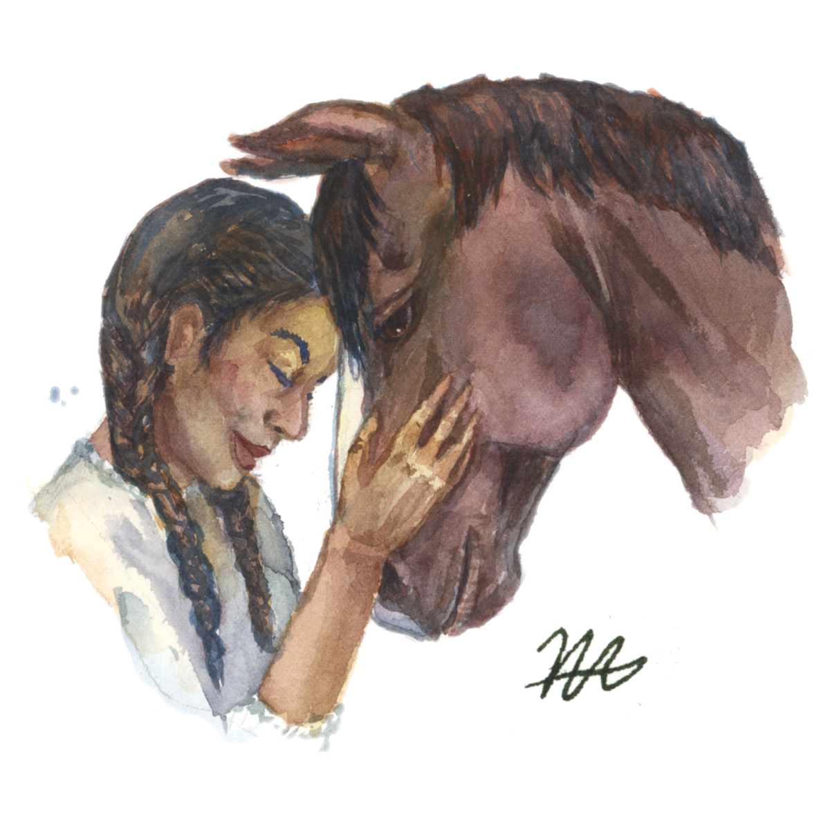 A watercolor sticker design of the characters.