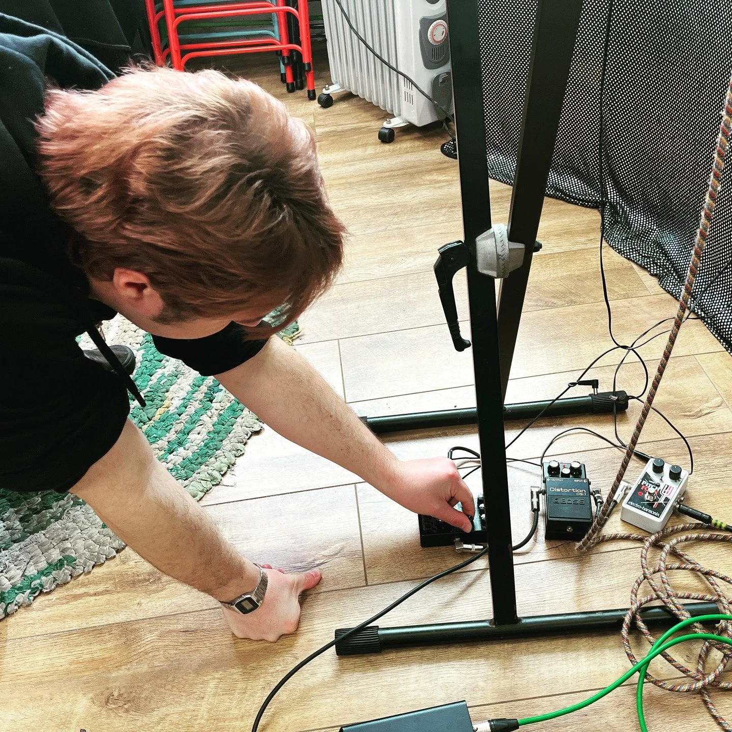 Matt playing with the incredibly trashy and random M3 guitar synth pedal, running a Bass station 2 synth through it.