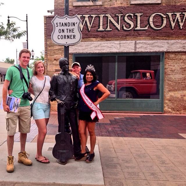 "Standin' on the corner in Winsolw Arizona!" Aren't we a fine sight. On to New Mexico! Follow https://twitter.com/saveroute66_TWC for to the minute updates! #saveroute66