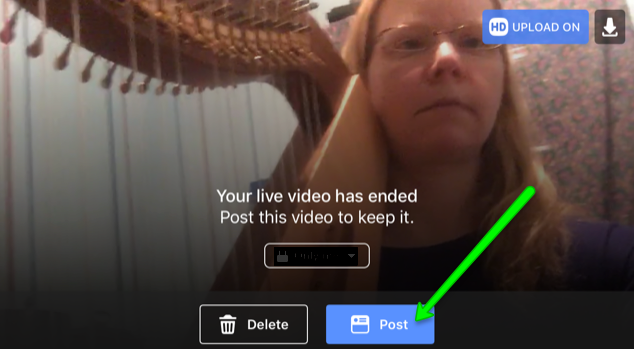 Click to Post your video so that it can be saved.
