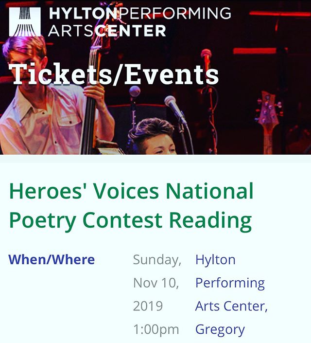 Sunday #Veterans will perform there own and/or read #poetry from @heroesvoices #nationalpoetry #contest @hylton_pac 1p come out and support your #veterancommunity .