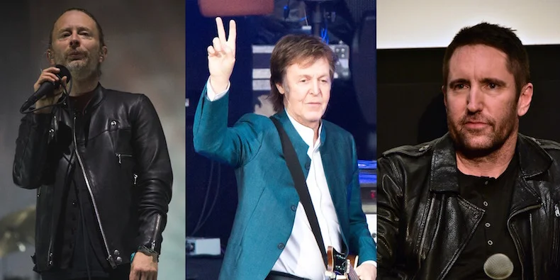 Thom Yorke (Jordi Vidal/ Redferns ), Paul McCartney ( Frank Hoensch /Redferns), Trent Reznor (Brian Killian/ WireImage ); via Pitchfork