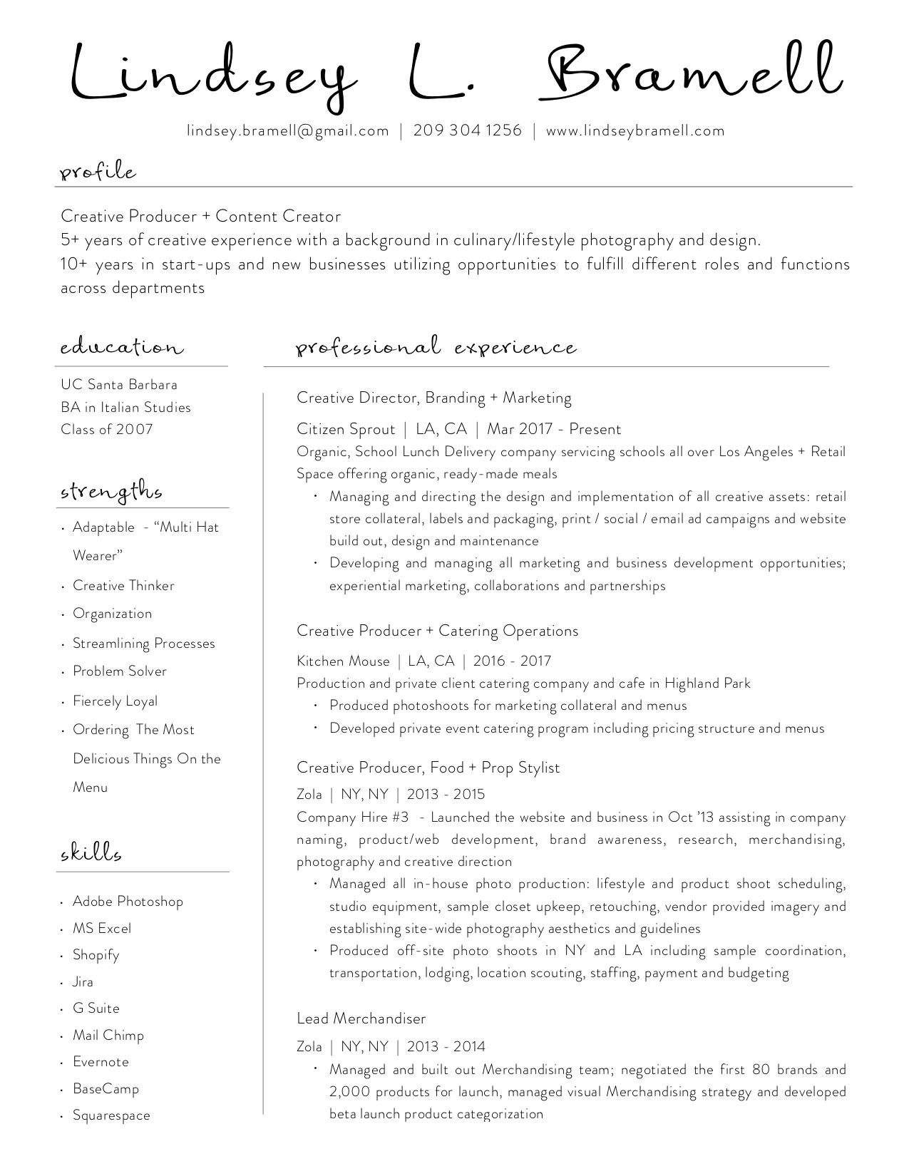 resume lindsey bramell experiential marketing resume