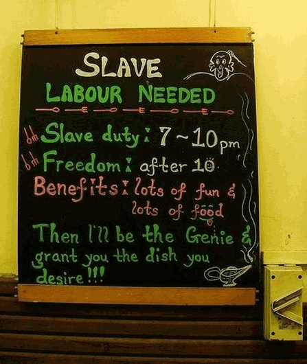 How one restaurant advertises their gigs.