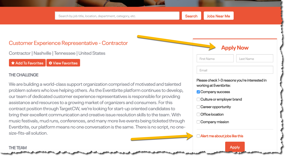 Eventbrite’s pages are powered by Clinch Talent