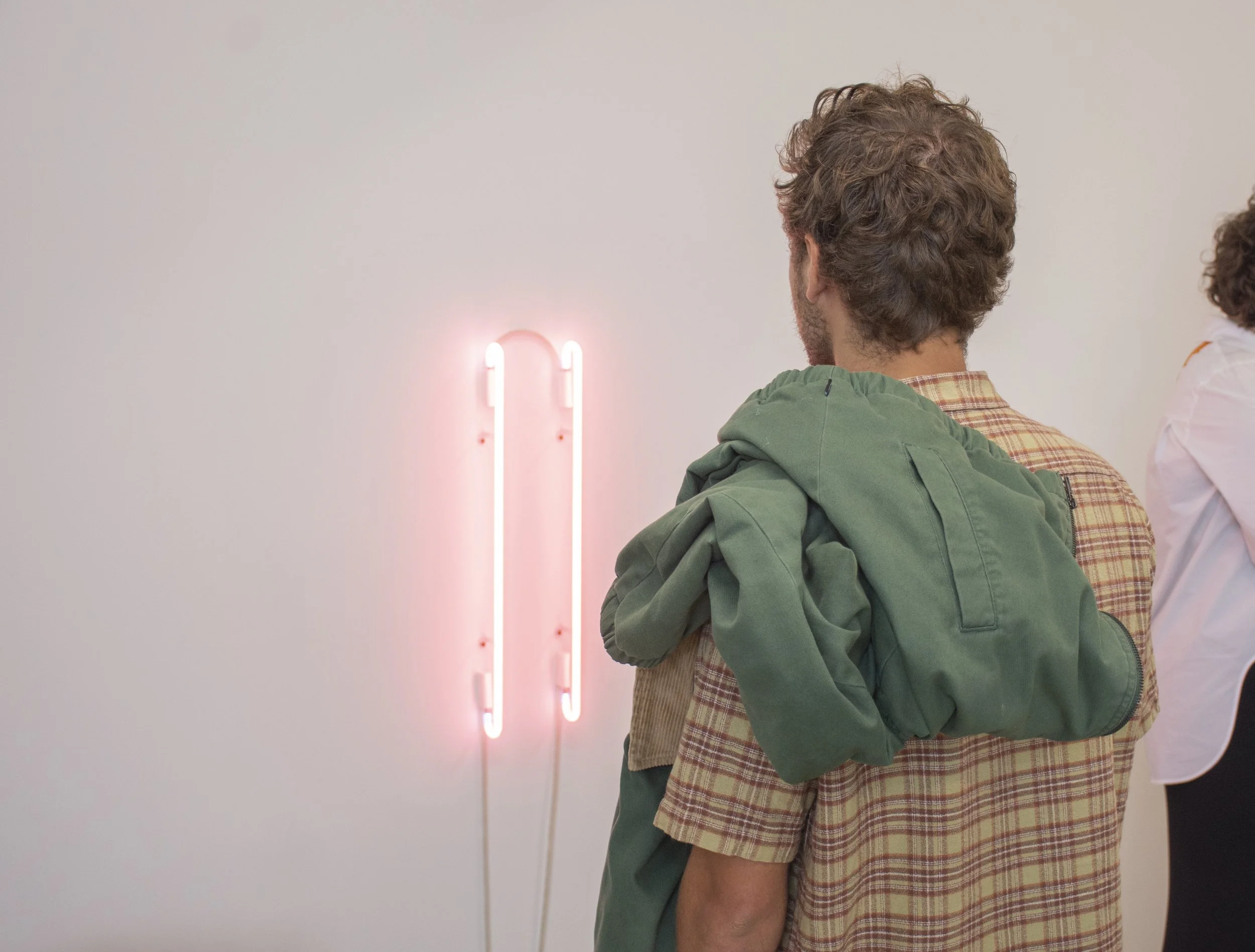 your past and mine are parallel lines, 2023, neon installation and electronic timer