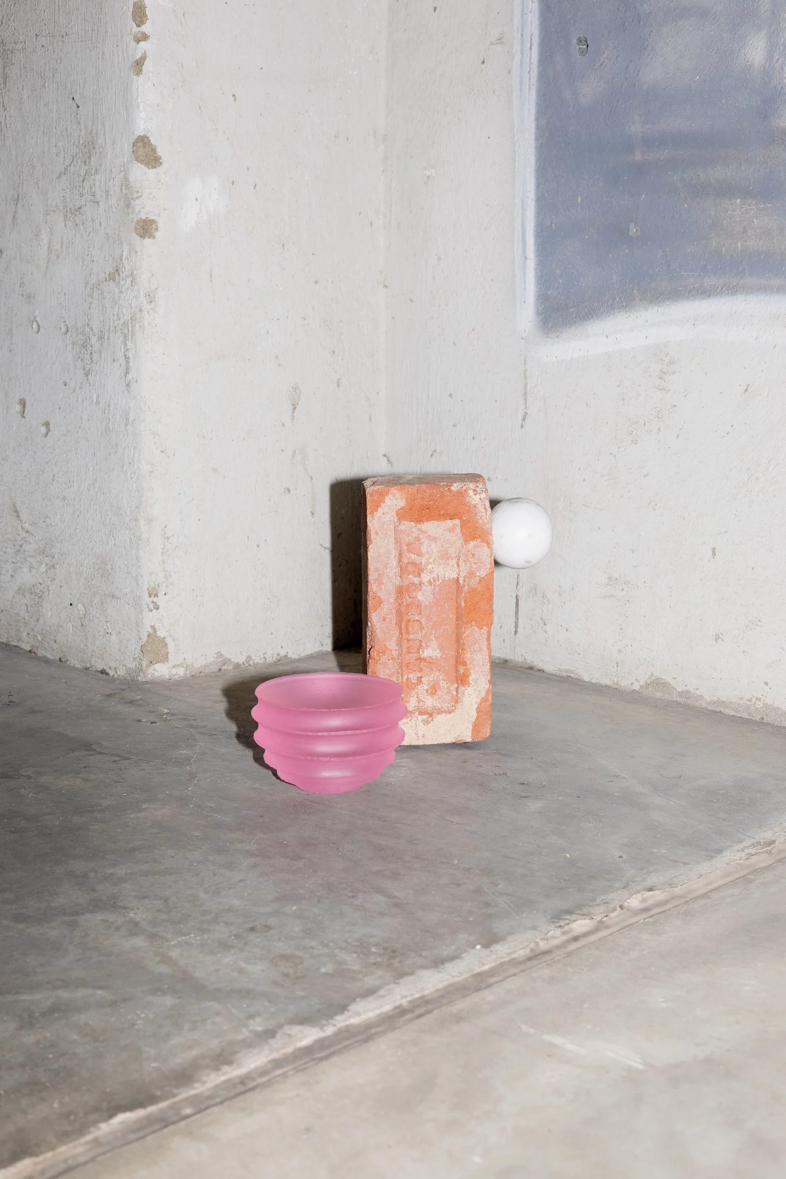 should've kissed you anyway, 2025, Cast and cold worked glass, Canberra red brick, Carrara marble