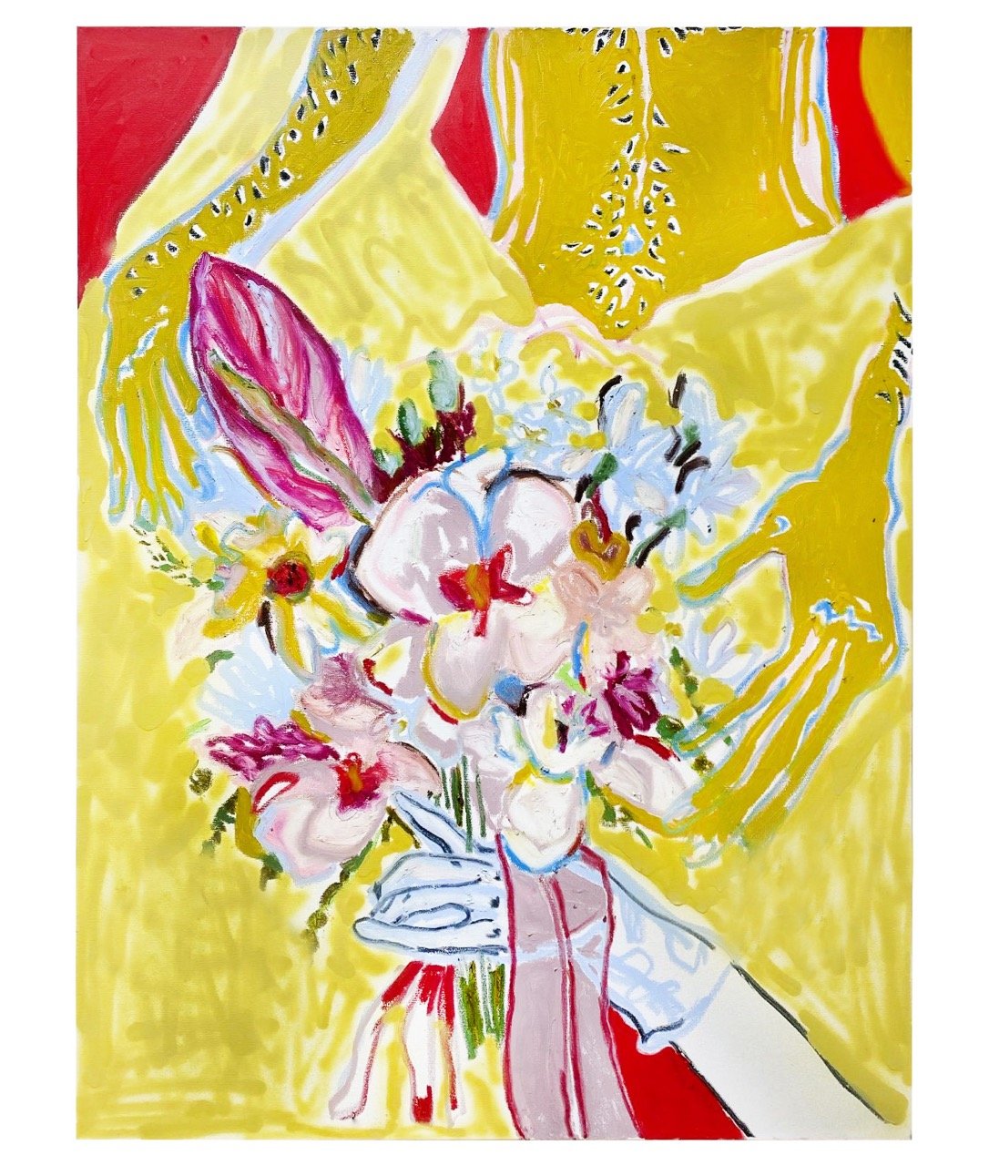 Parking Lot Bride , 2023 oil, acrylic and spray paint on canvas 48 x 36 inches