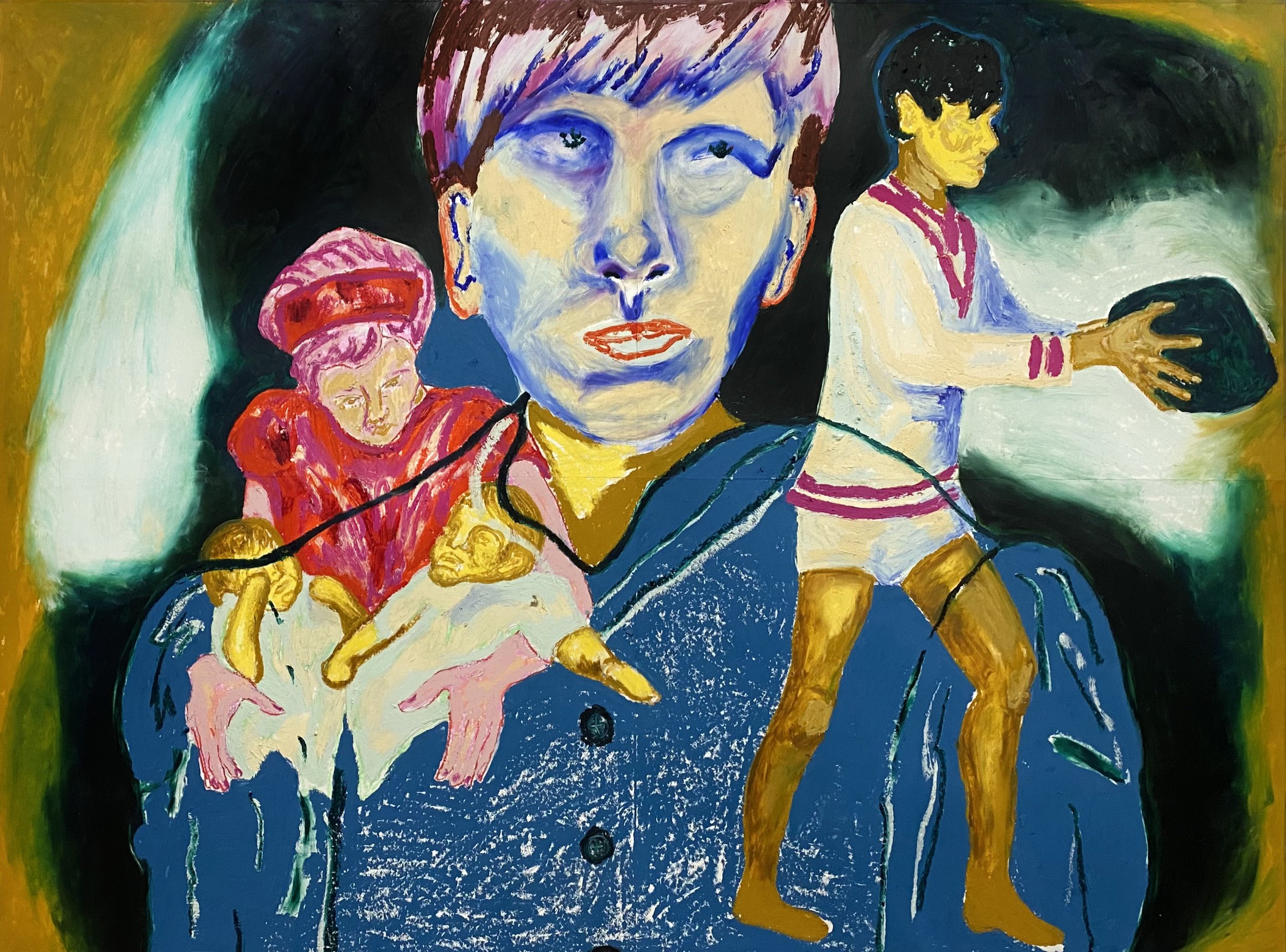 Untitled (tbd) , 2024 Oil stick and soft pastel on four sheets of paper 36 × 48 inches
