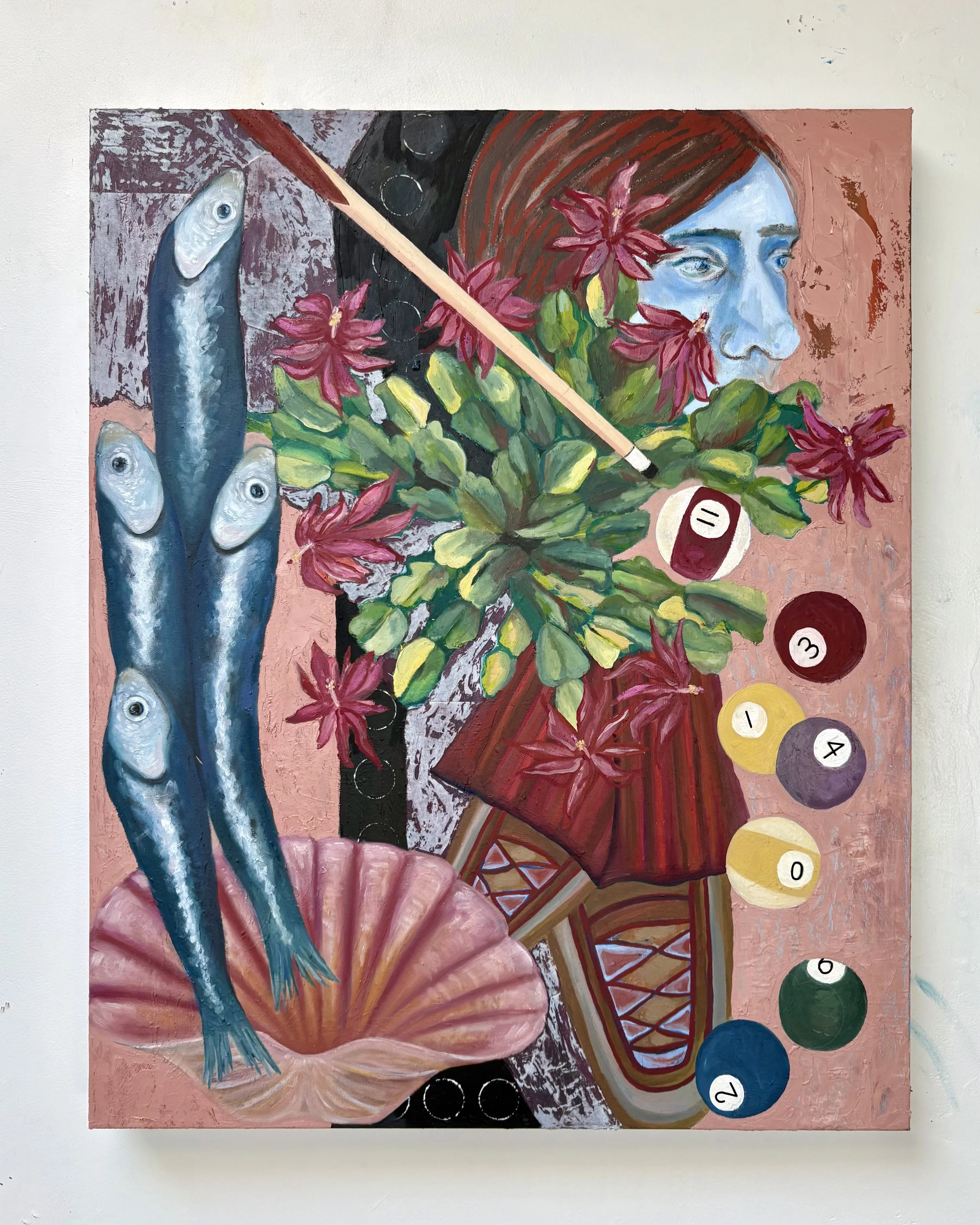   TBT , 2022-2025  Oil, copy paper, matte medium on canvas  36 × 24 inches 