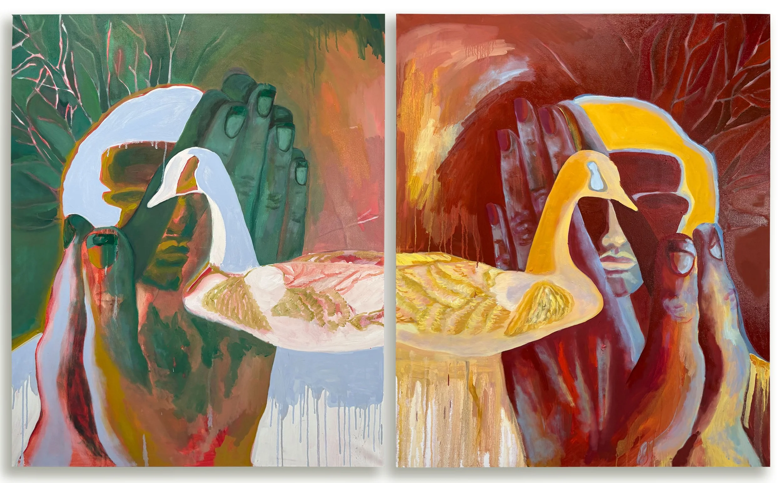   Wax and Wane , 2026  Oil on canvas  each 48 x 36 inch 