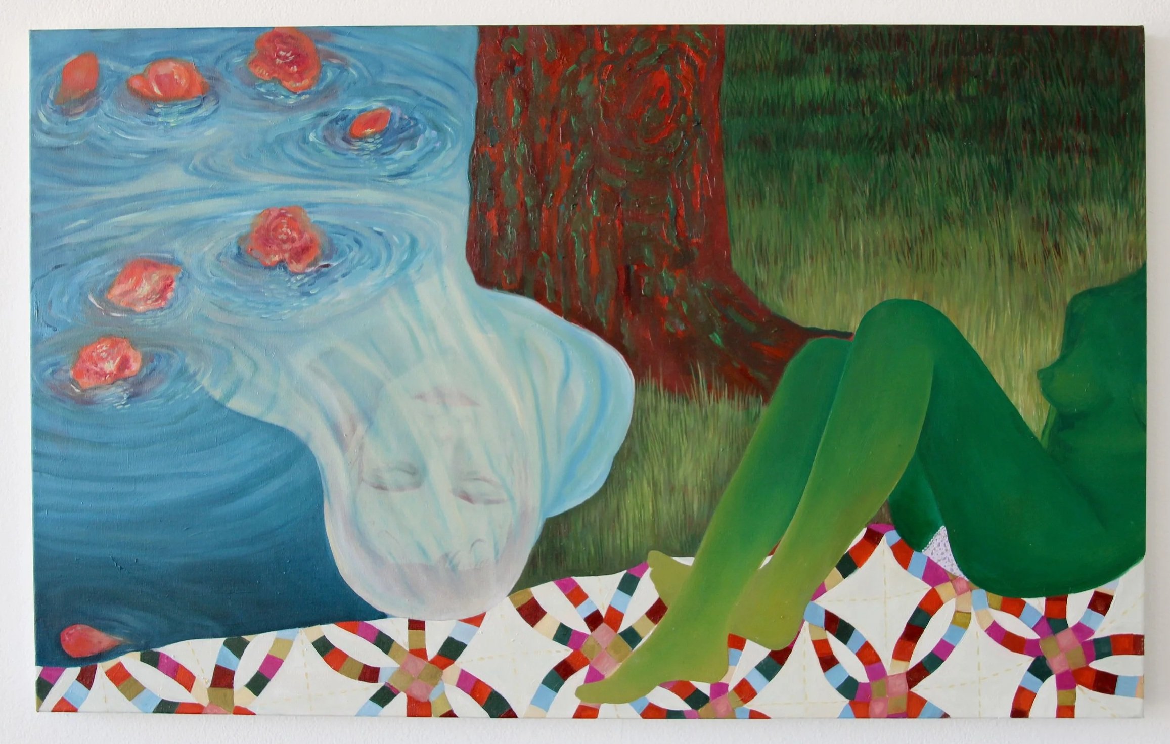   Chlorinated Baptism , 2026  Oil on canvas  30 x 48 inches 