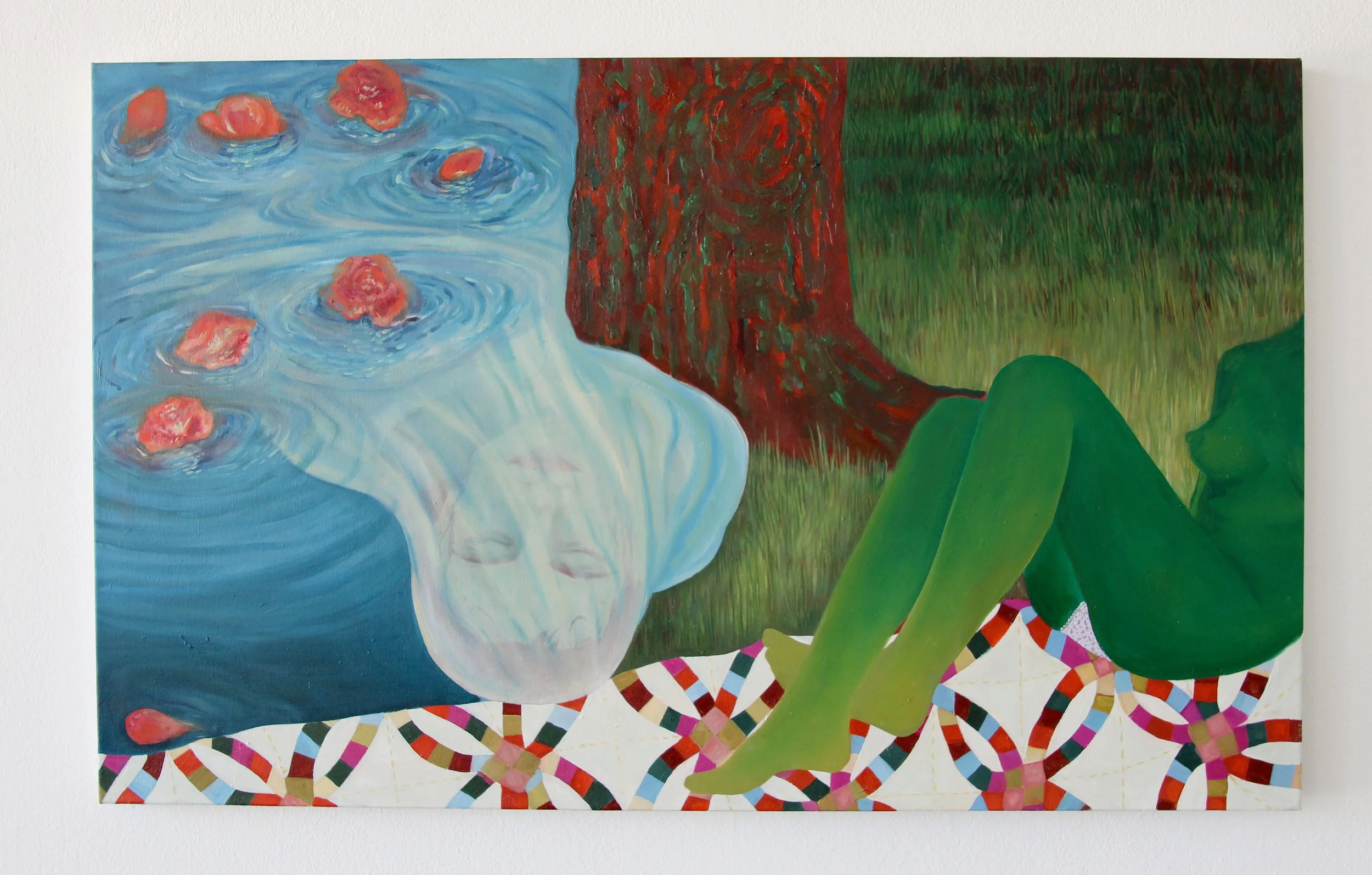 Chlorinated Baptism, 2026, oil on canvas, 30 x 48 inches. 