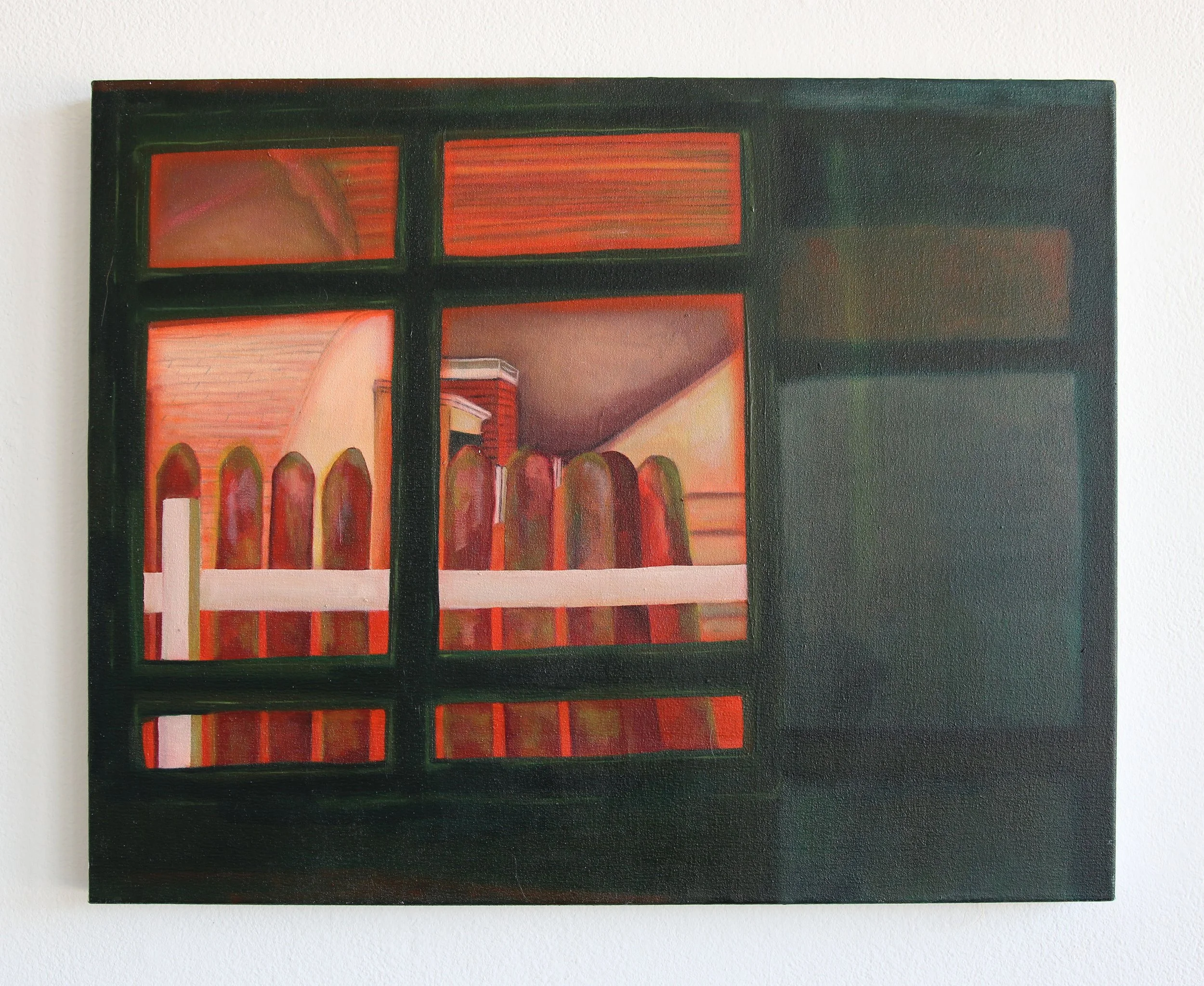 Red Tinted Rage, 2026, oil on canvas, 24 x 30 inches.