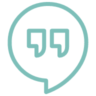 A speech bubble icon with quotation marks inside.