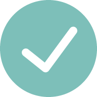 A green circle with a black checkmark in the center.