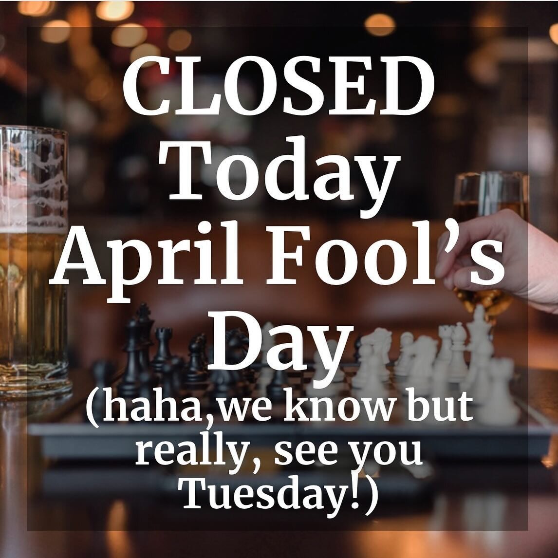 This is no April Fools joke! We are giving our staff a little breather after a big month.

We will be open tomorrow at 11a for some cold pints and Taco Tuesday from @fredbeansandrice! 

Cheers, friends! 

#knoxfoodie #localcraftbeer #supportlocal #no