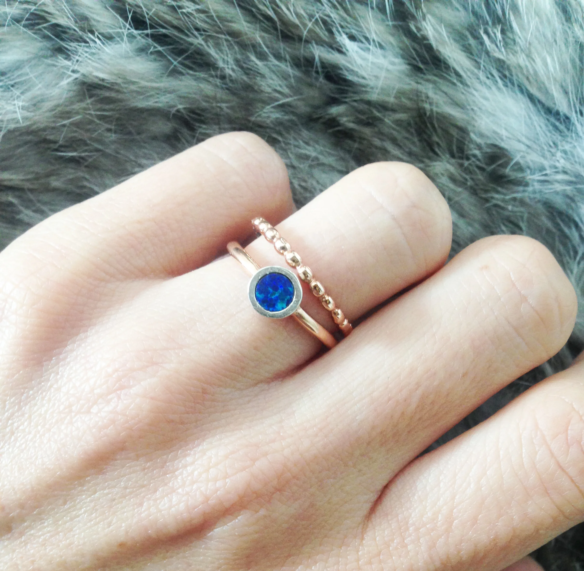 blue opal silver bezel rose gold fur bolitas.jpg