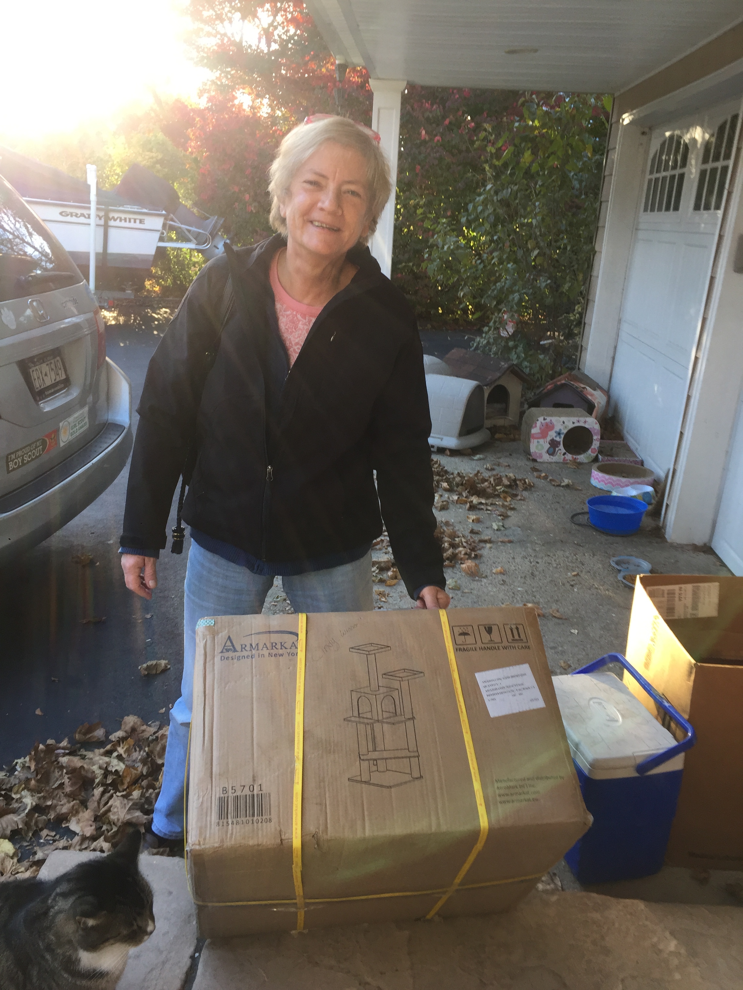Cindy Balestrino won the cat tree! Congratulations!