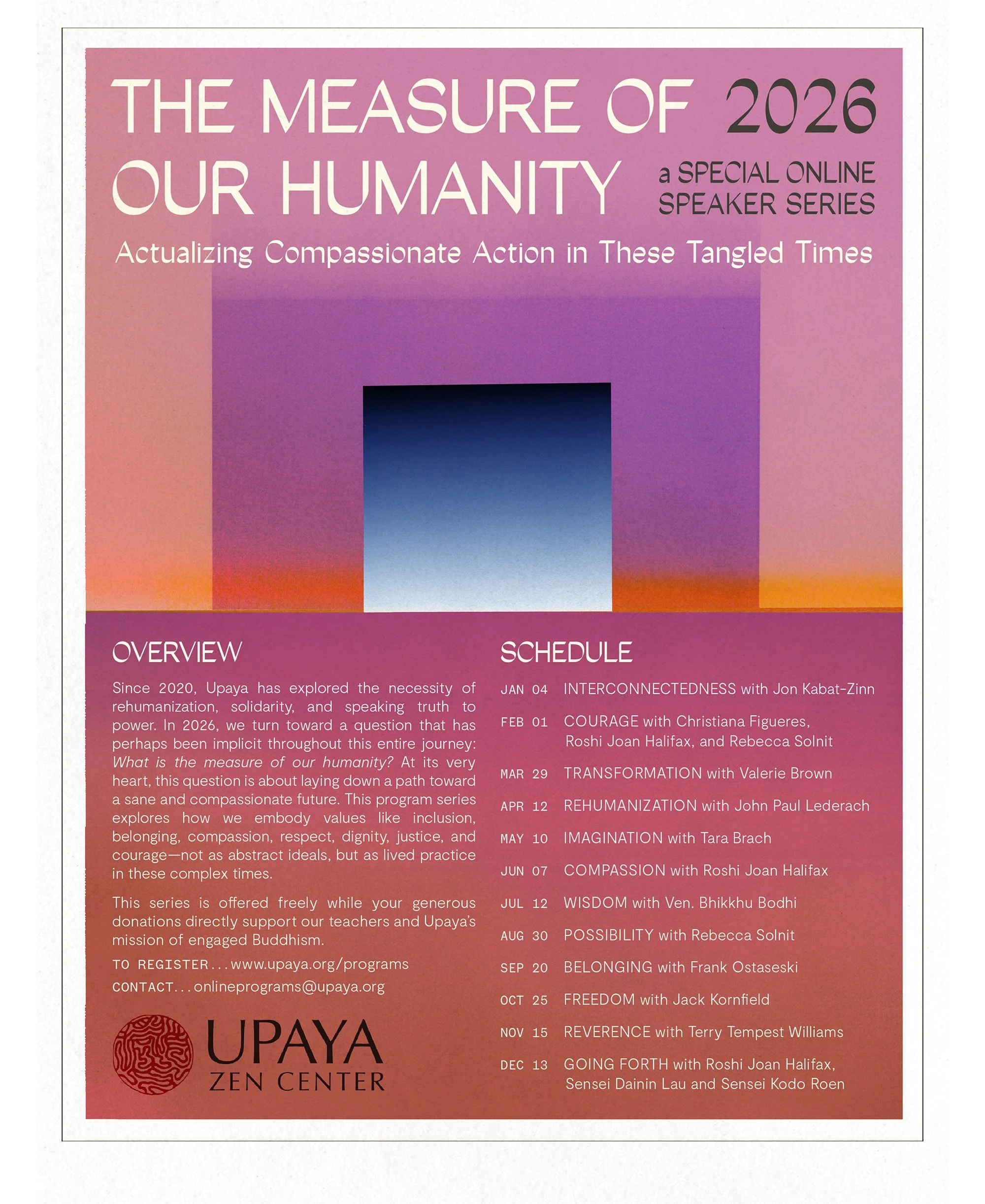  Upaya Zen Center, Santa Fe NM / speaker series 8.5”x11” flyer 