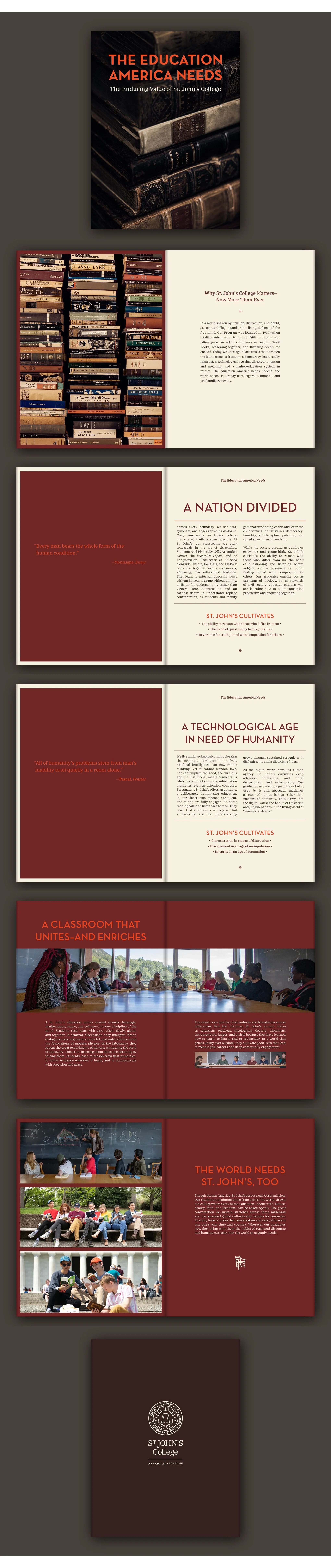  St John’s College, Annapolis MD &amp; Santa Fe NM / The Education America Needs, 16p booklet 