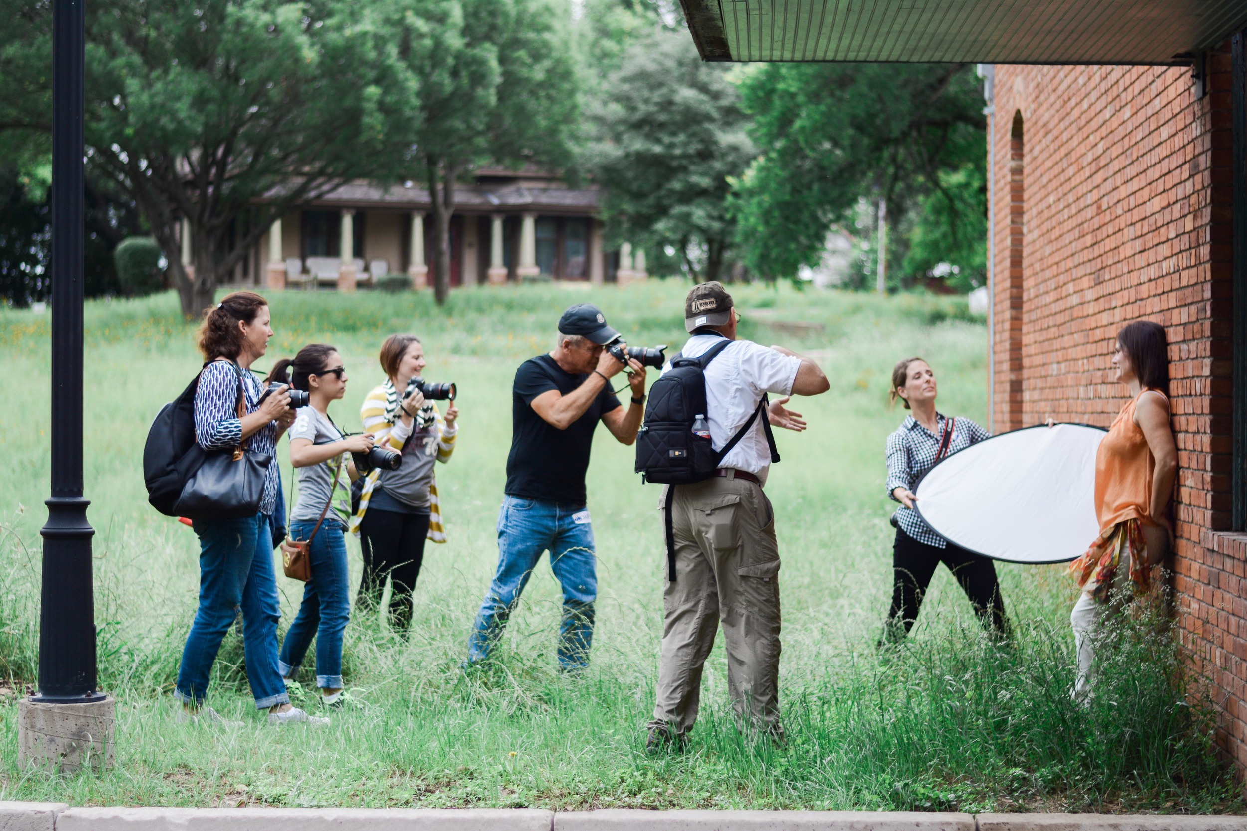 Students at work during one of the Natural Light Portraits Workshop