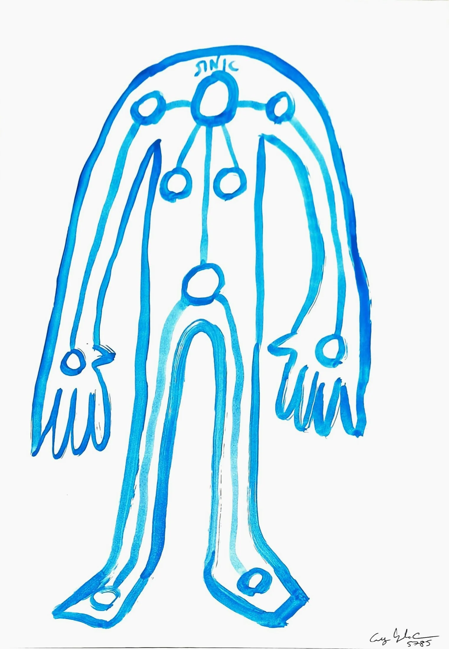 Blue Golem, 2025 Acrylic on paper. 12 X 9 in. (30.48 X 22.86 cm.) No longer available.