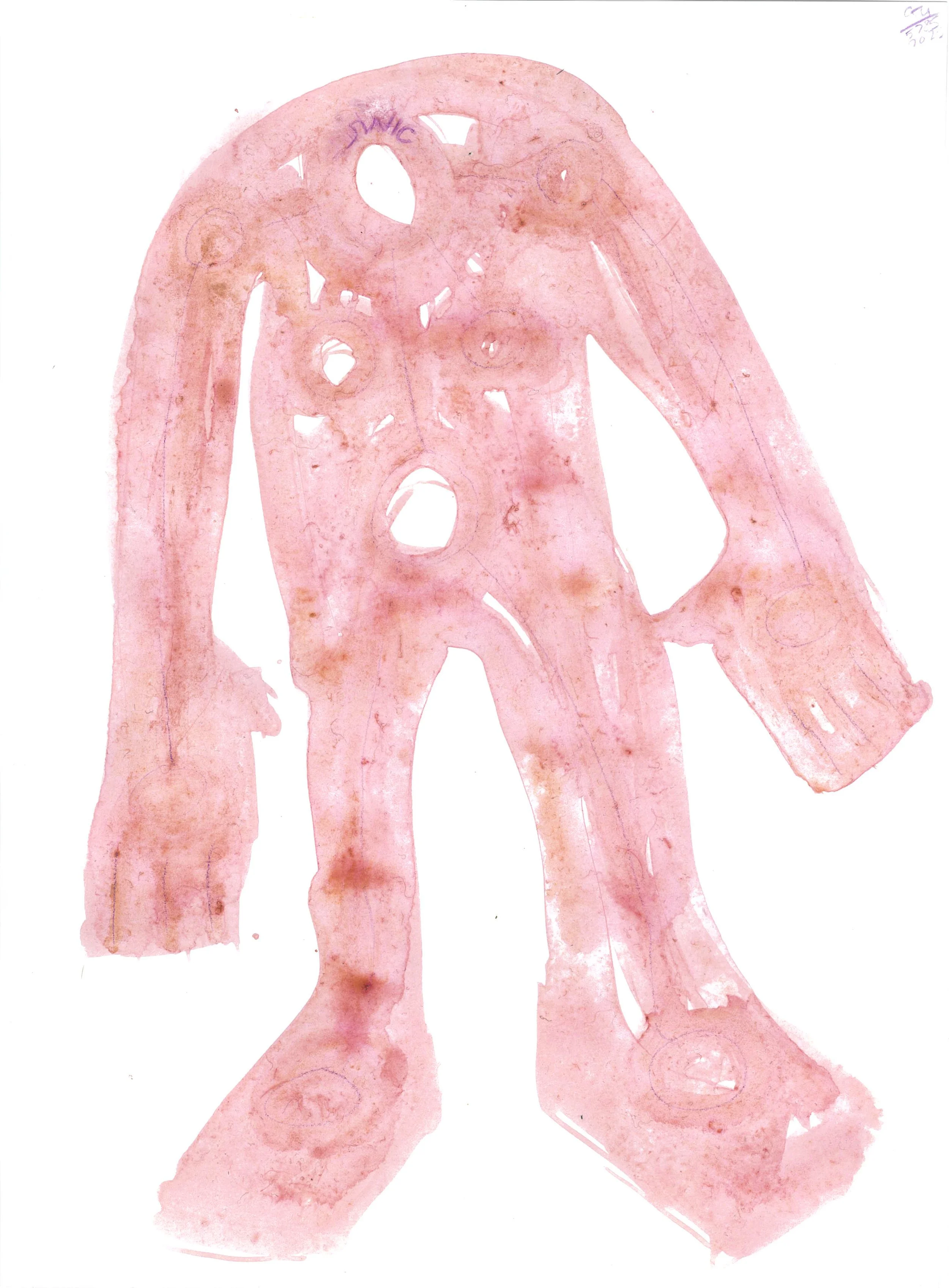 Mud Golem #1 , 2025 Dead sea mud, red pigment on paper. 24 × 36 cm. Inquire