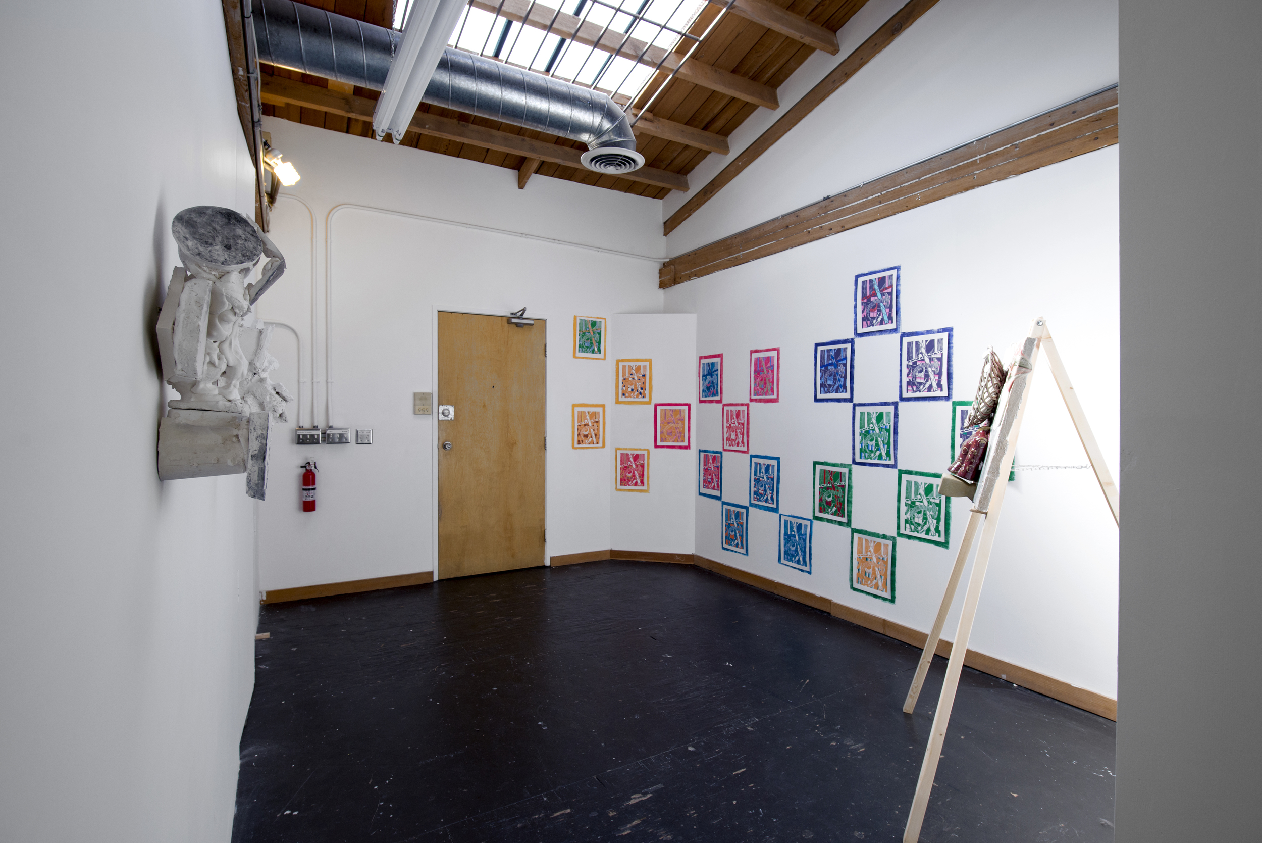 Installation view, clockwise from left: Rachelle Rojany, Becca Lofchie, Emily Sudd.