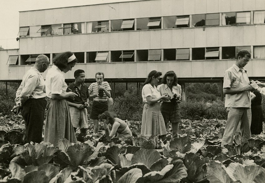 Photography class in Cabbage Patch (no date). Photo by Barbara Morgan. Image courtesy of Western Regional Archives, State Archives of North Carolina, Asheville, NC.