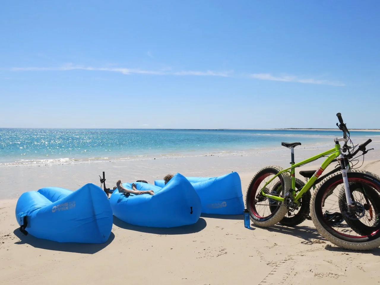 Lounges and fat bikes at beach