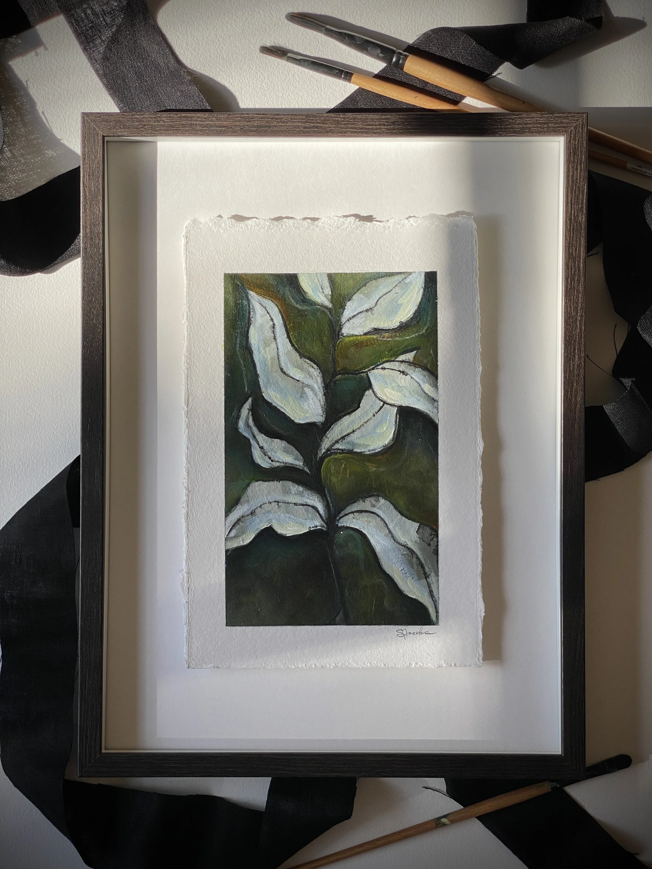 GreenLeavesOnPaper_FFlatlay2_ShelleyJacobsNov2021.JPG