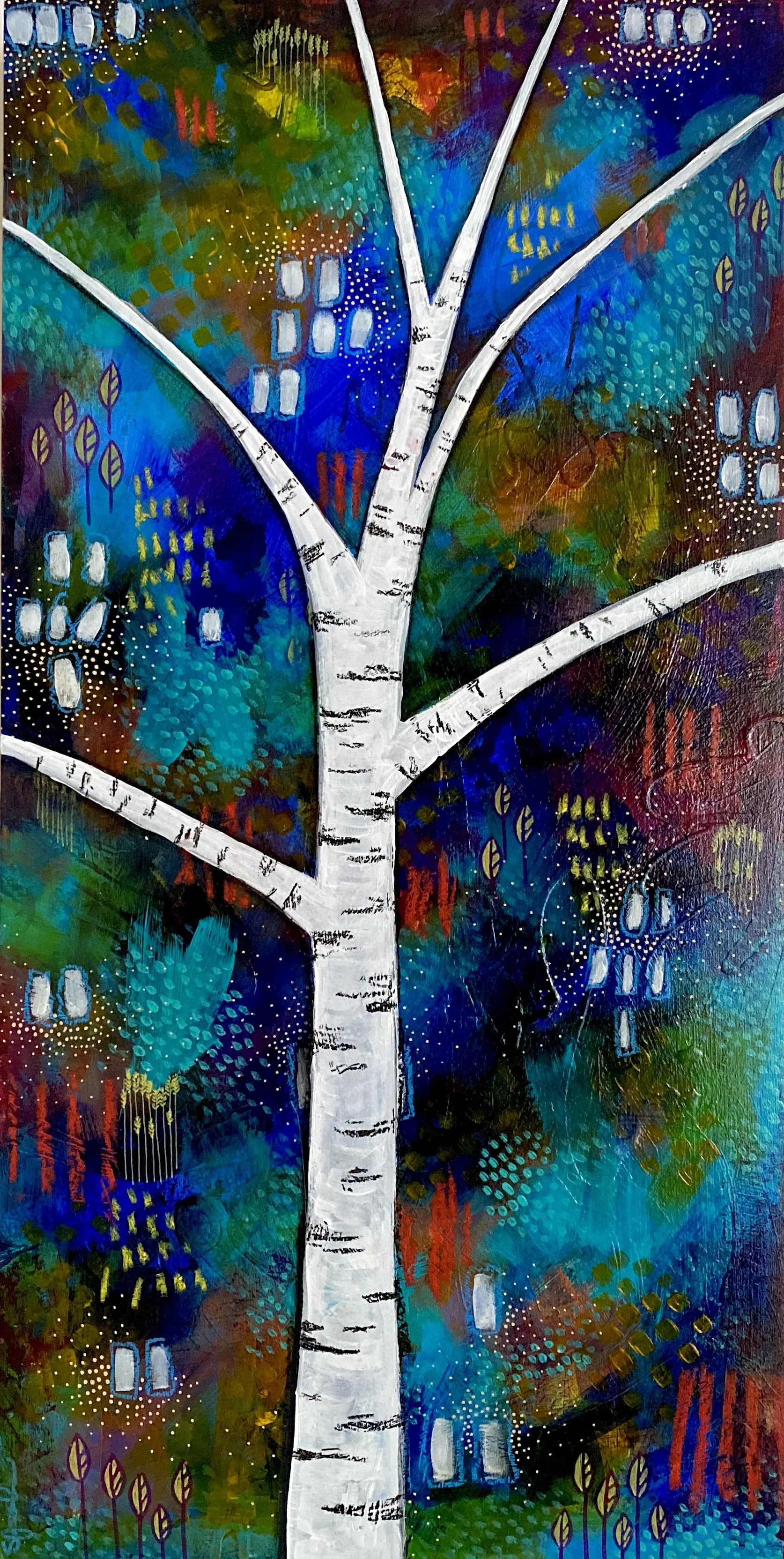 "Shining through" — 12 X 24" Original acrylic painting on cradled wood panel