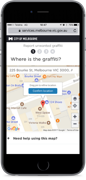 Original map UI design from the first iteration.
