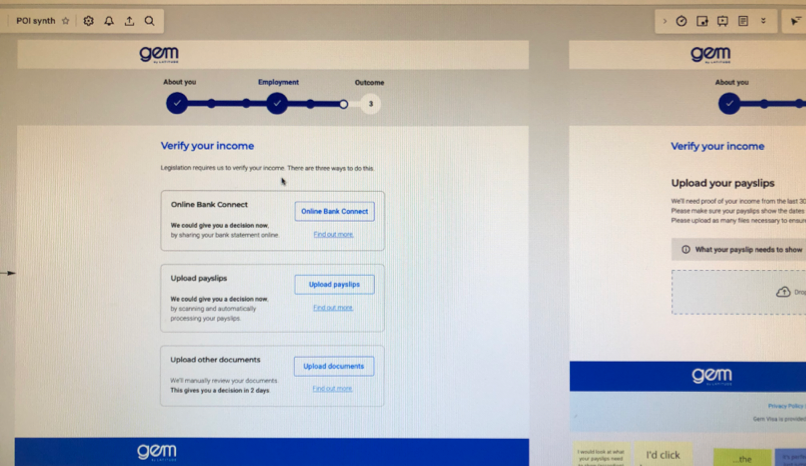 Concept choice page included in the prototype for testing