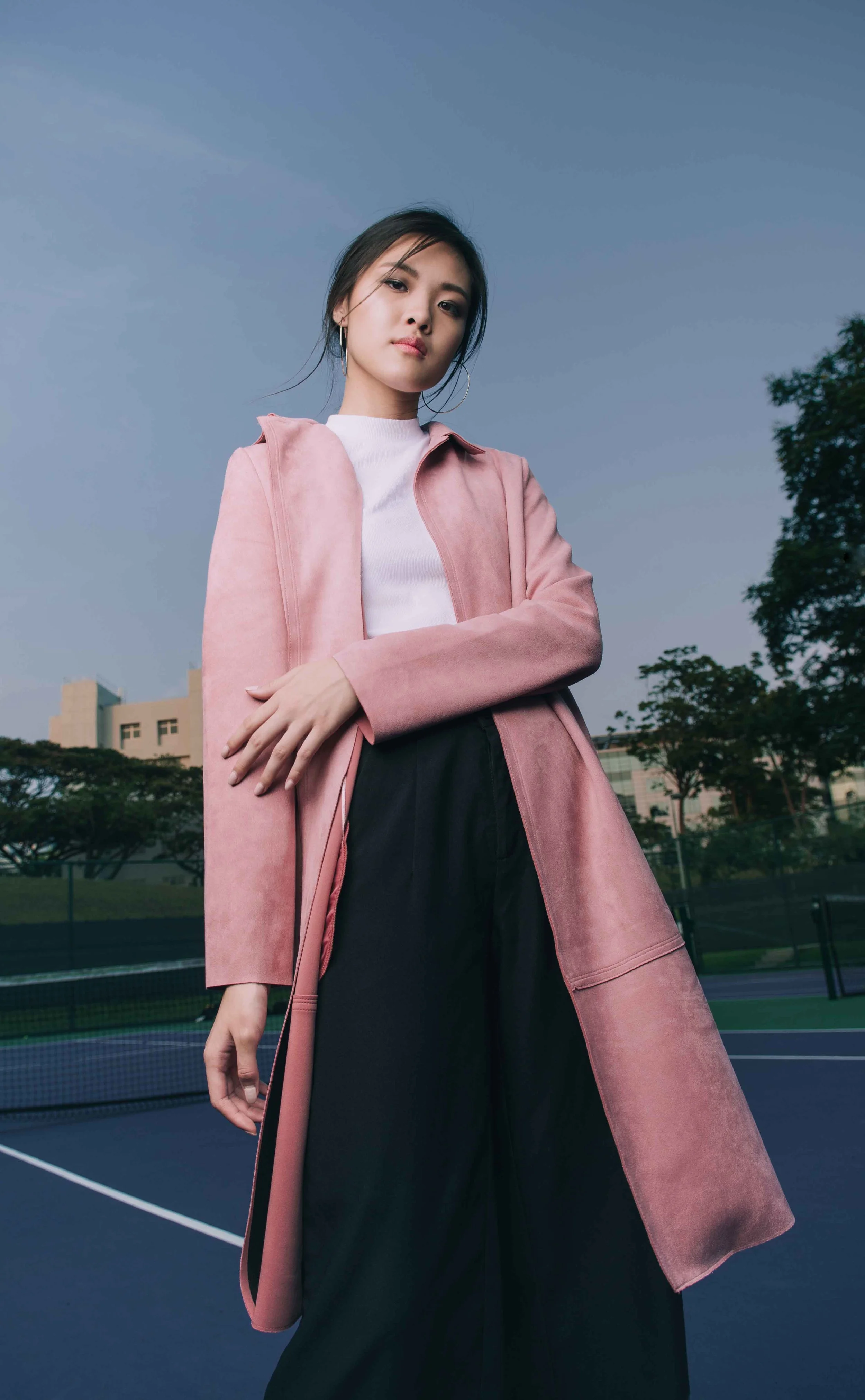 Pink Coat on Purple Court #1