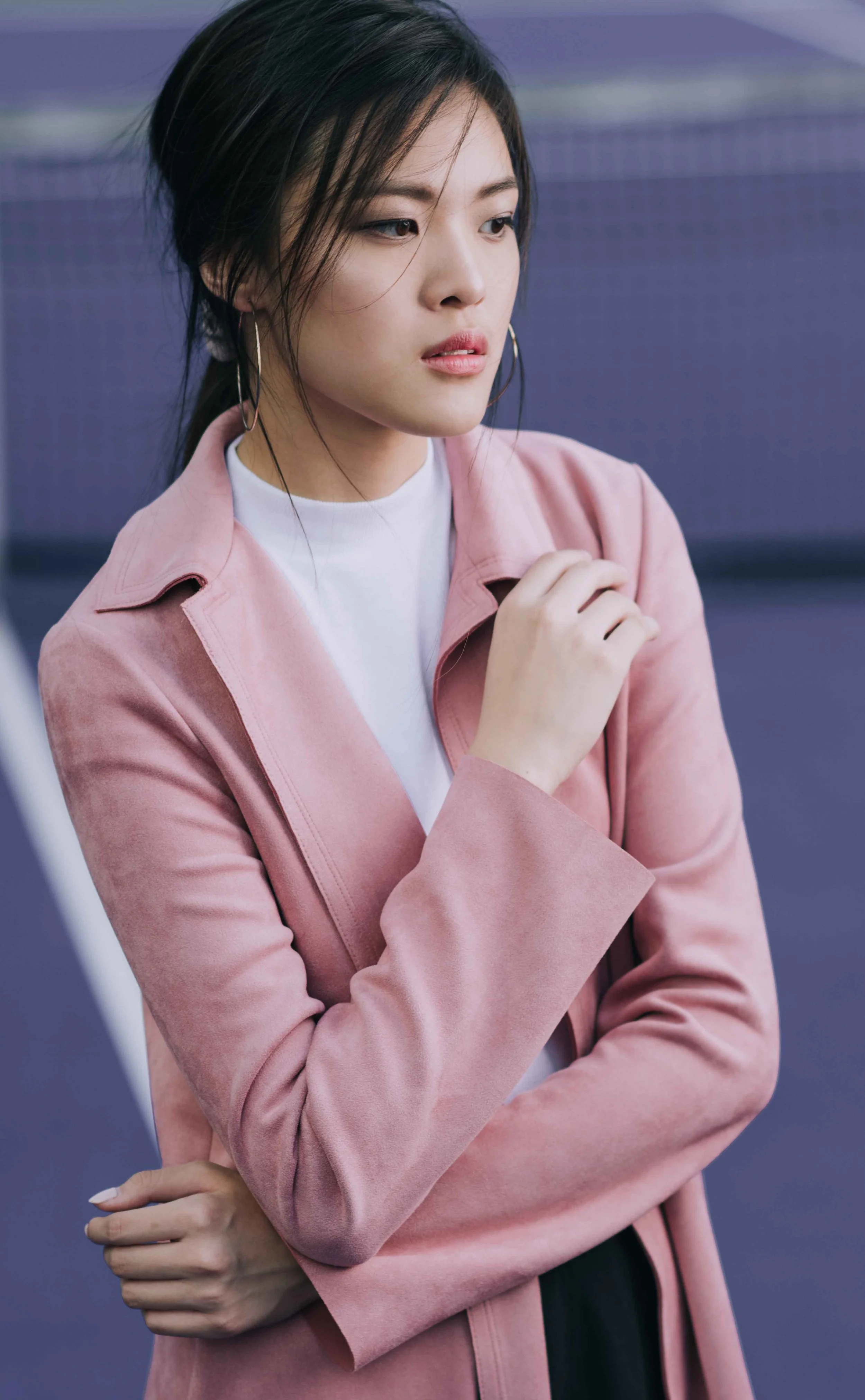Pink Coat on Purple Court #2