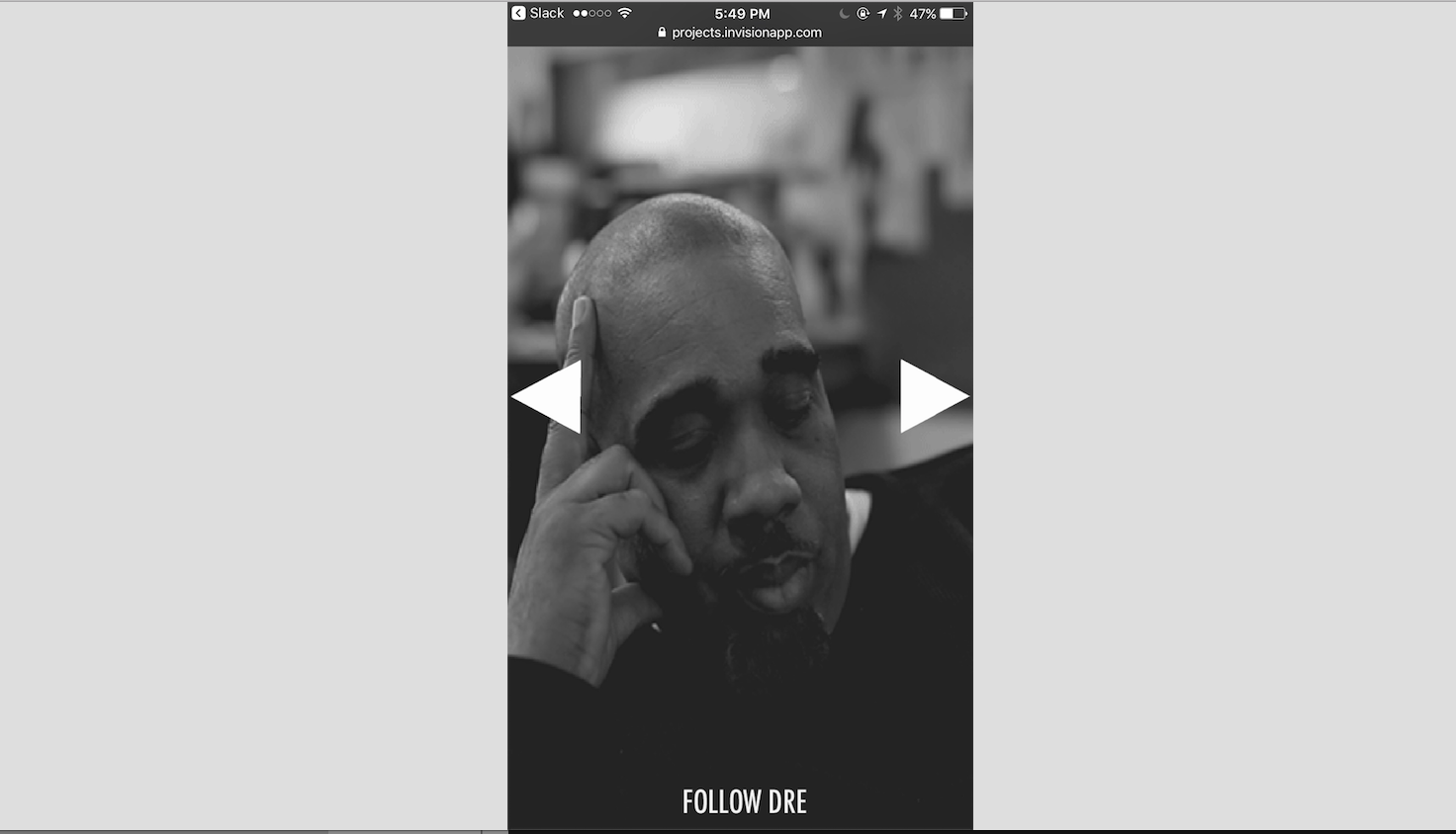 An InVision mobile prototype of our homepage. 