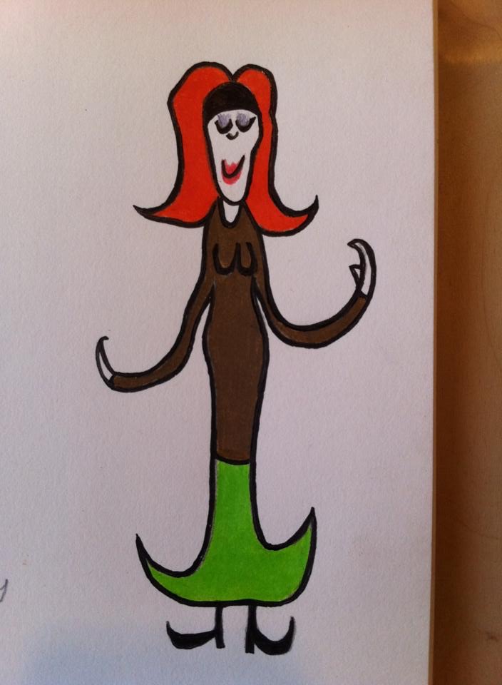 One such random text from Brent included a spontaneous illustration of a fashion lady. Poking fun of my constant blather about fashion and style? Just a little bit. Love the lipstick.