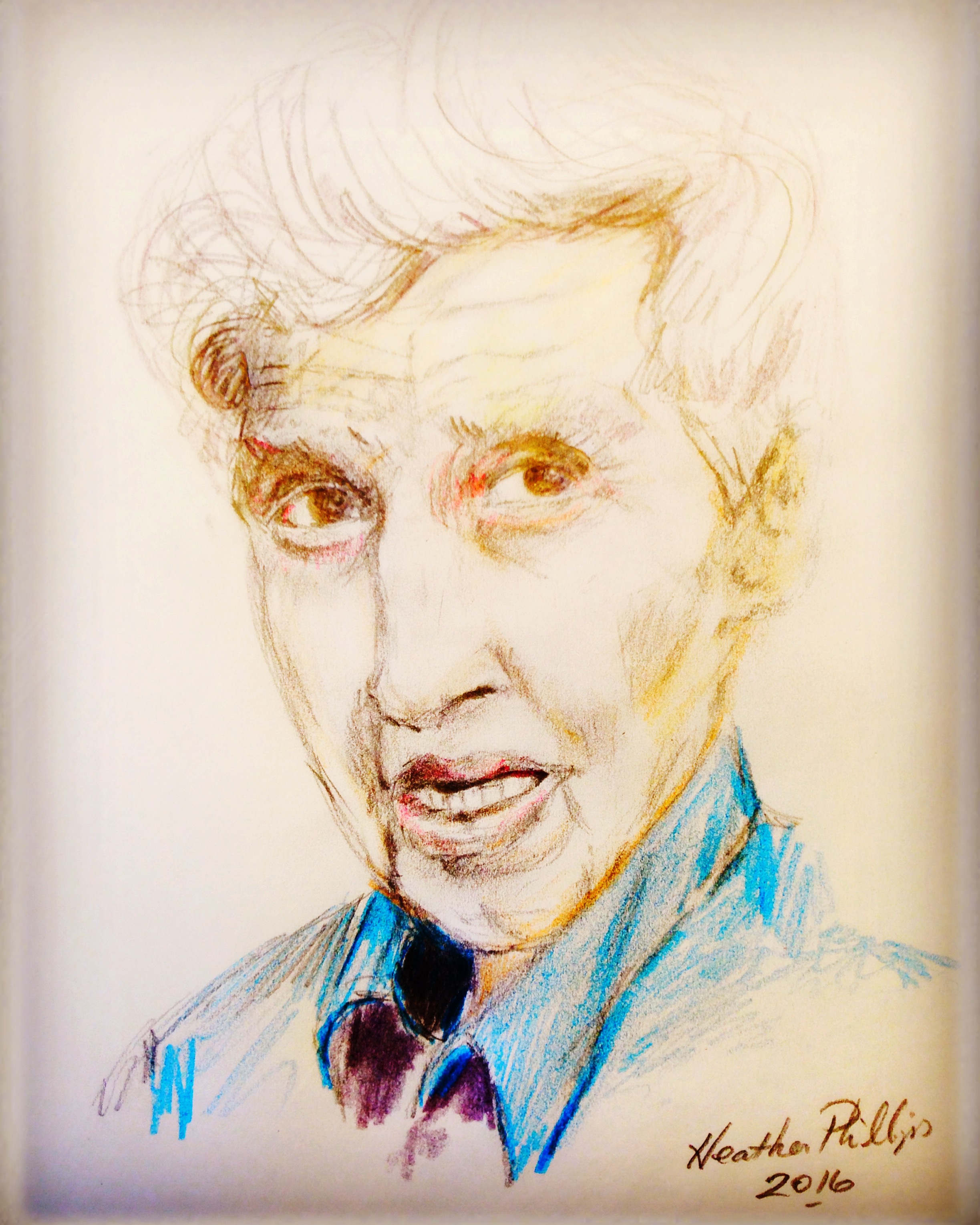 Original sketch by Heather Phillips Uncle David, inspired by a video clip taken by my cousin Faye Armstrong during the DuPlessis Family Reunion July 2016. He is actually mid-song here.